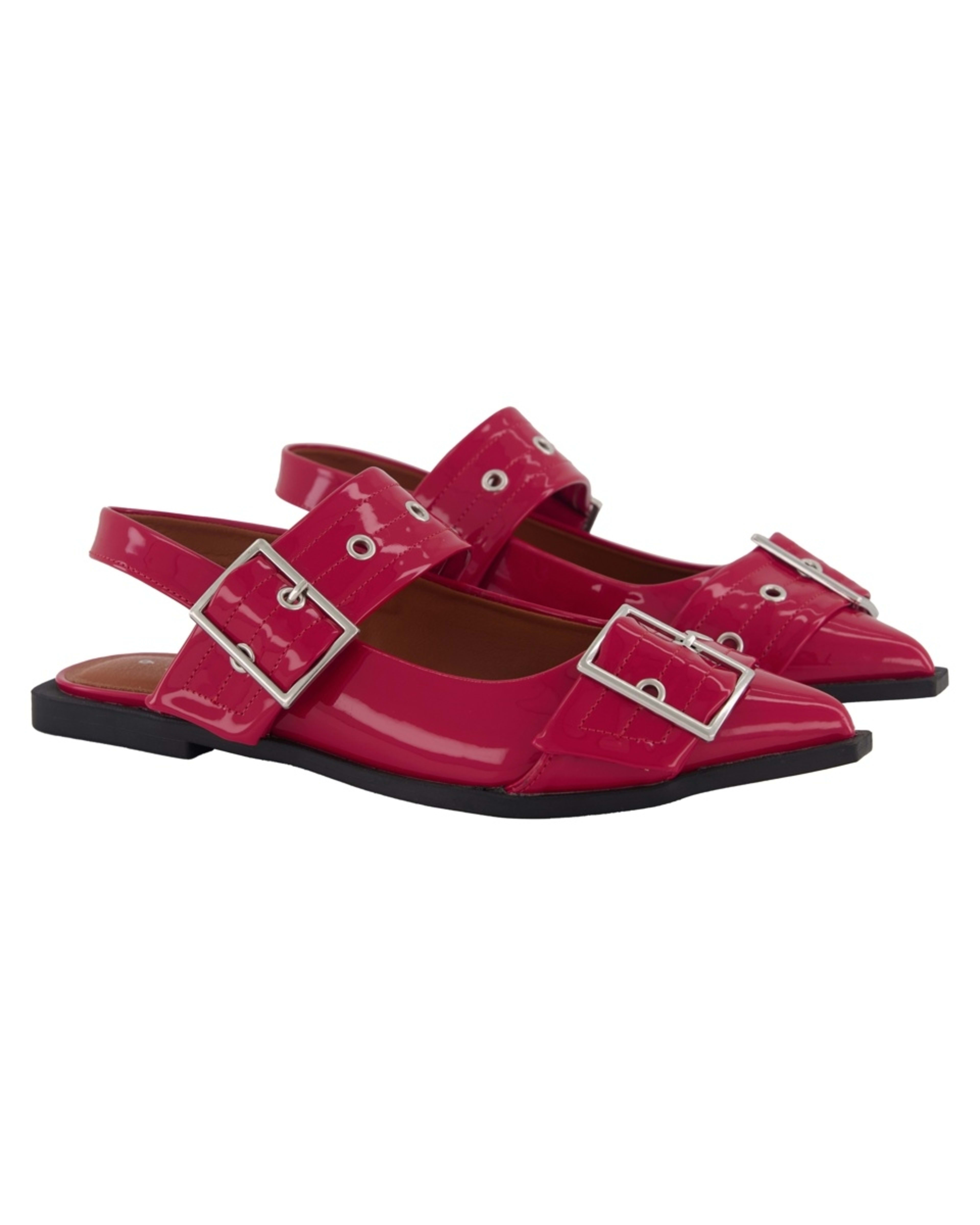 3 Buckle Slingback Ballet Flats Retro Red, 3 of 3