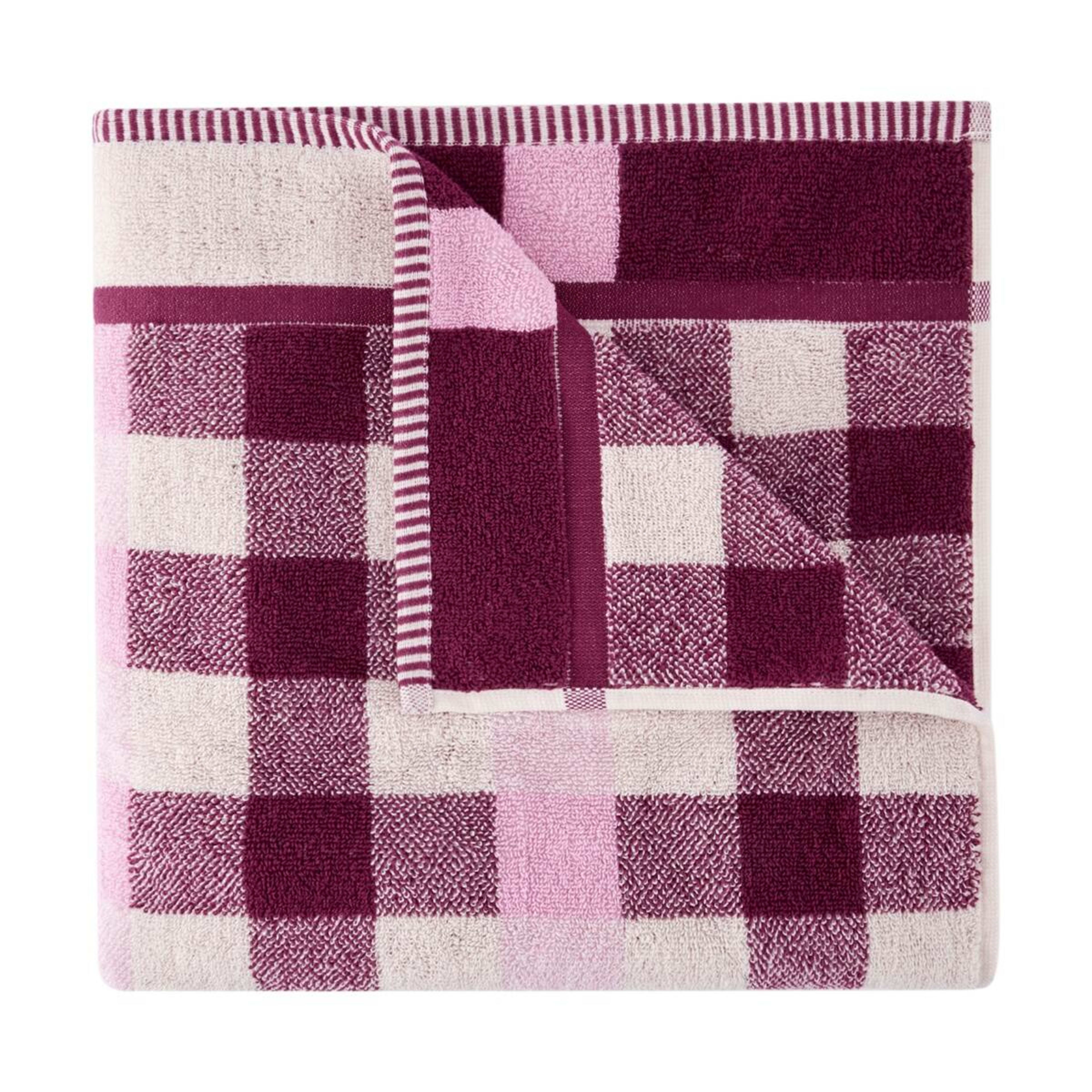 1 Cotton Check Bath Towel - Pink