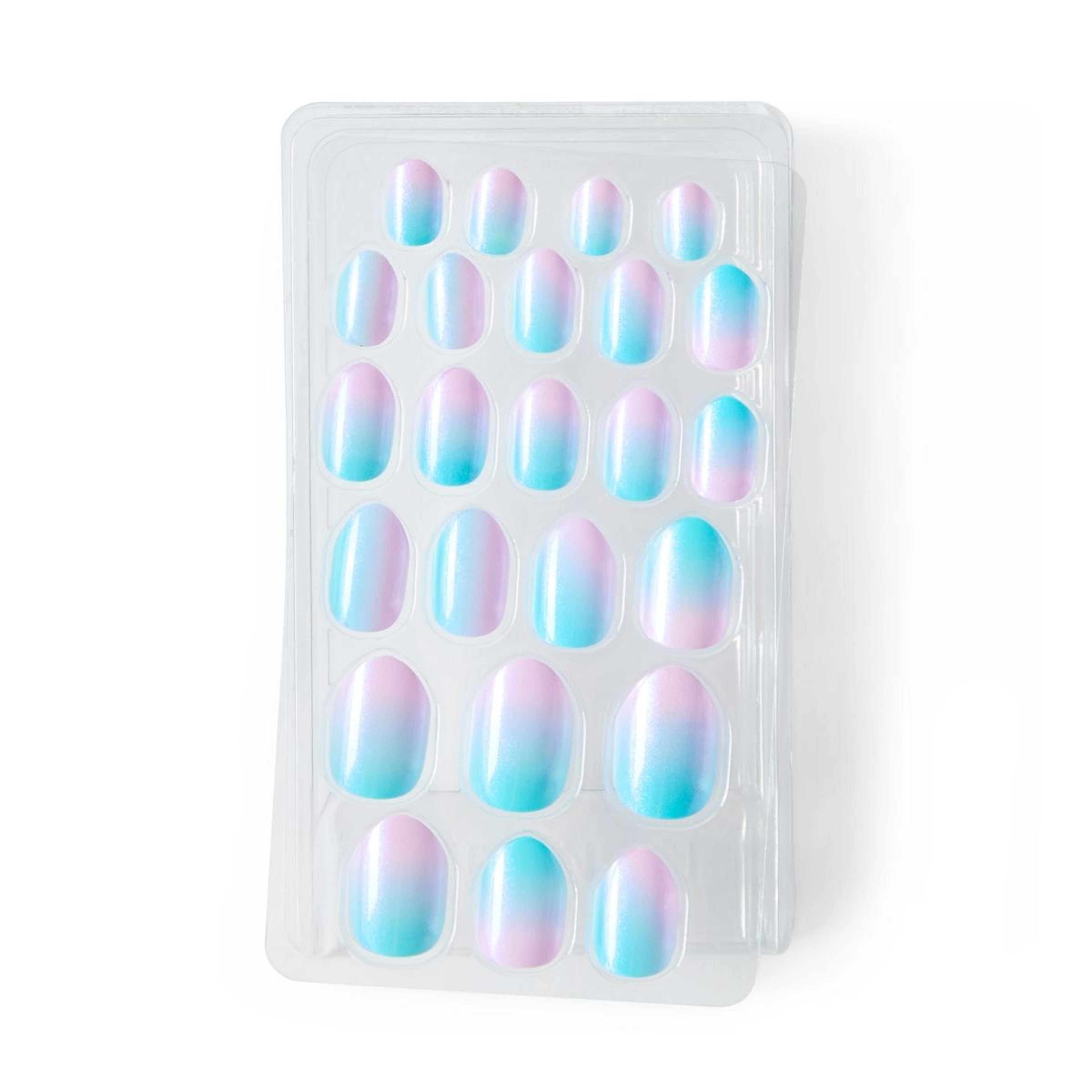 4 OXX Junior 24 Pack Kids Pre-Glued Stick-On Nails - Blue and Lilac Glazed Ombre, 4 of 4