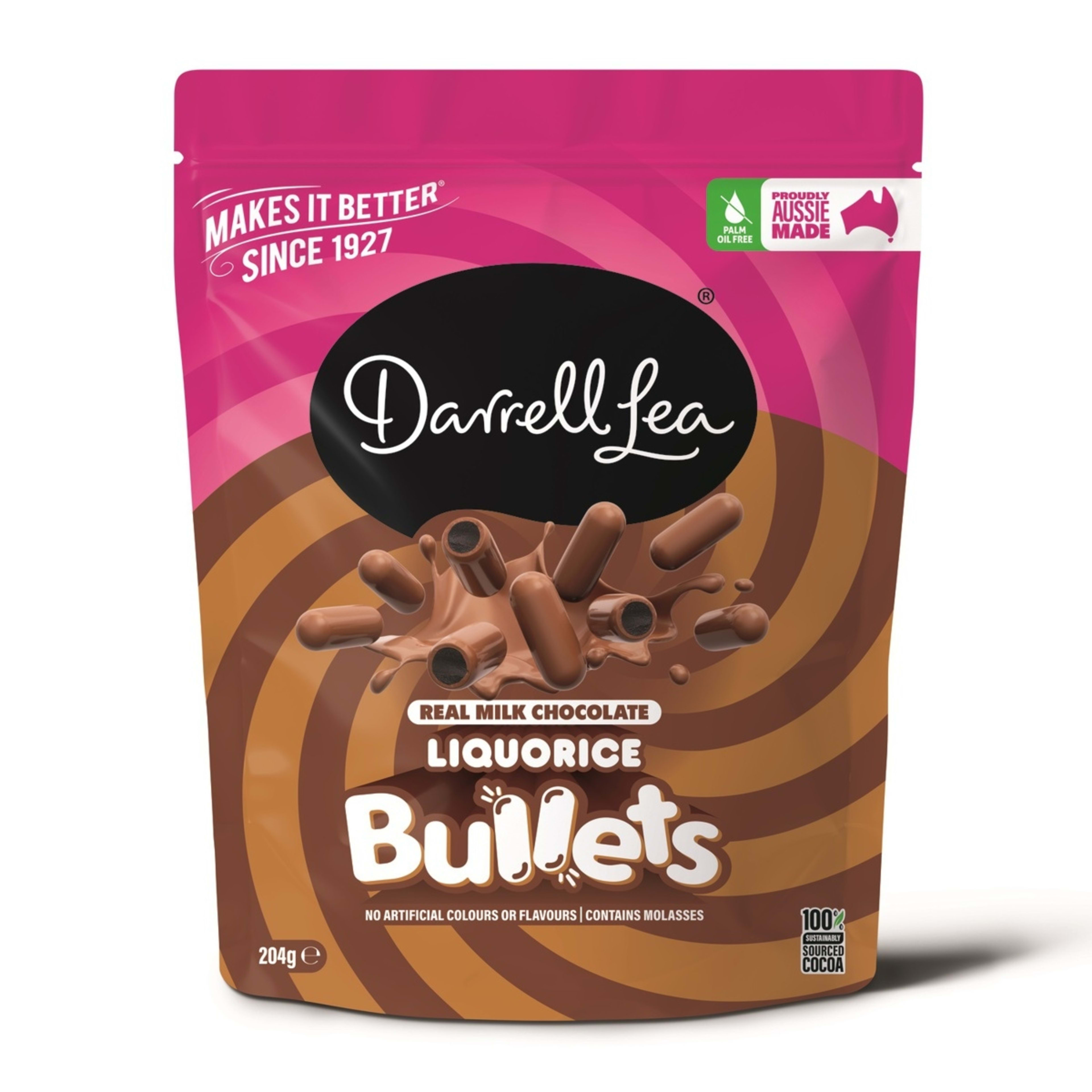 1 Darrell Lea Real Milk Chocolate Liquorice Bullets 204g