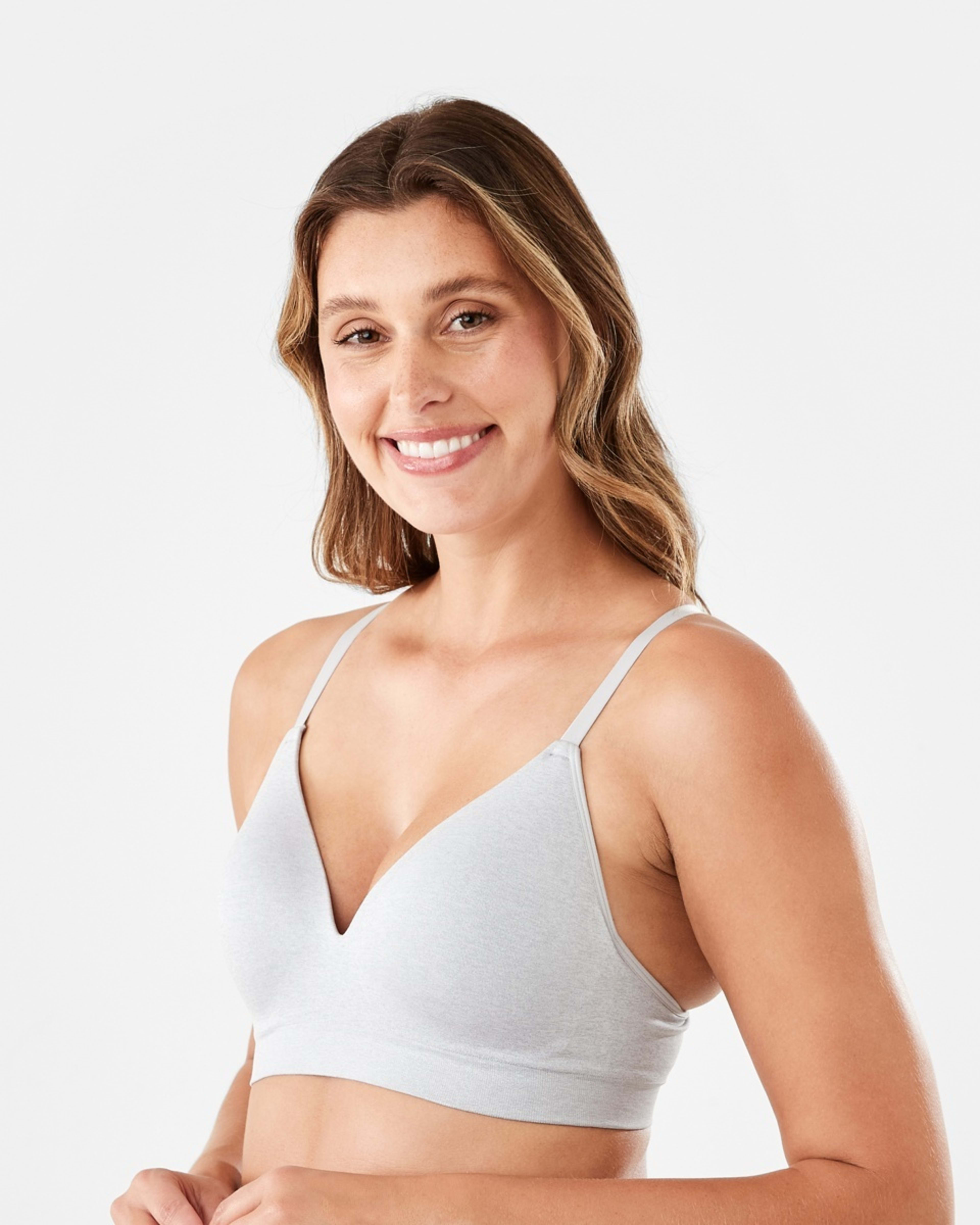 5 2 Pack Wirefree Racerback T-shirt Bra SILVER MARLE, WHITE, 5 of 10