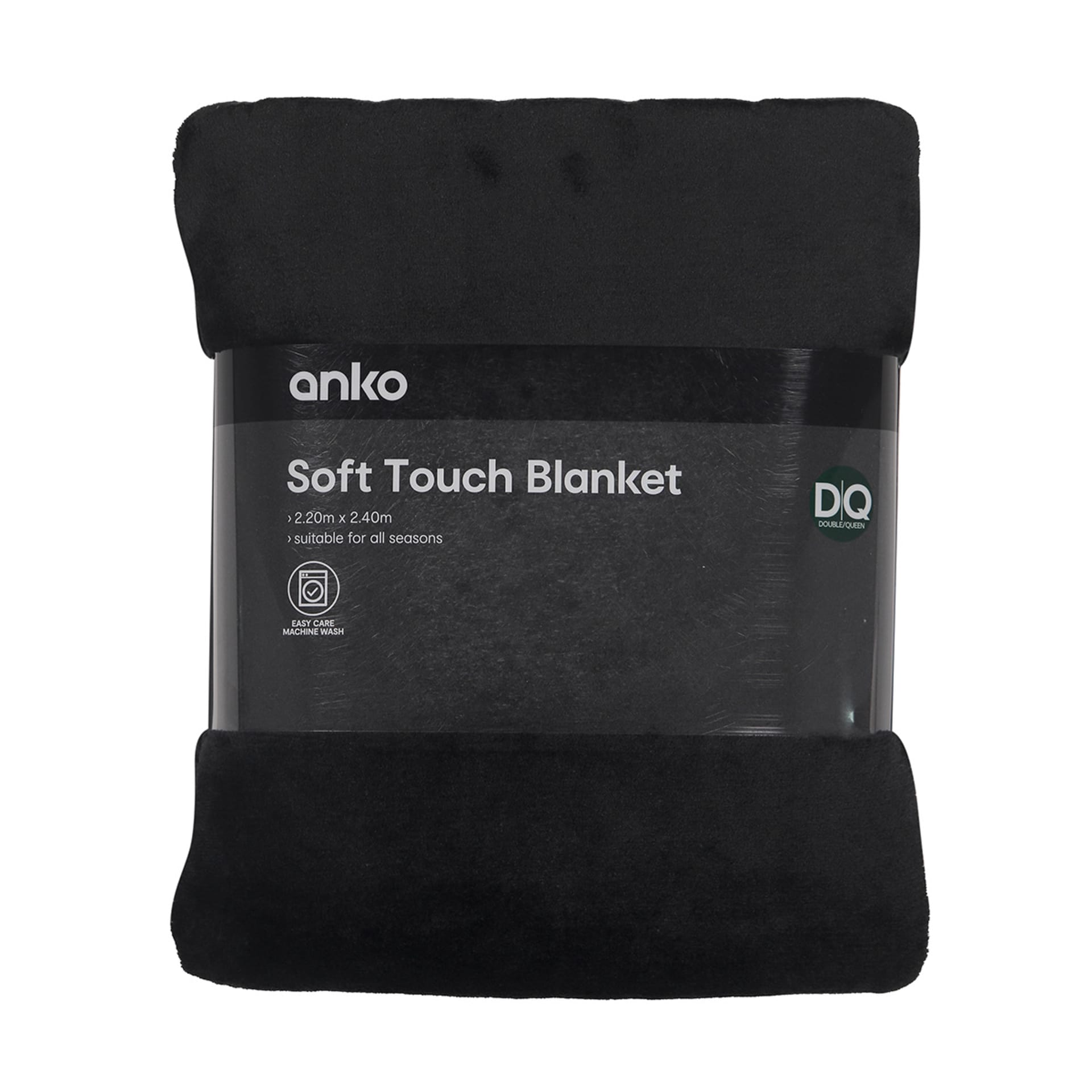 Soft Touch Blanket Double/Queen Bed, Black Kmart
