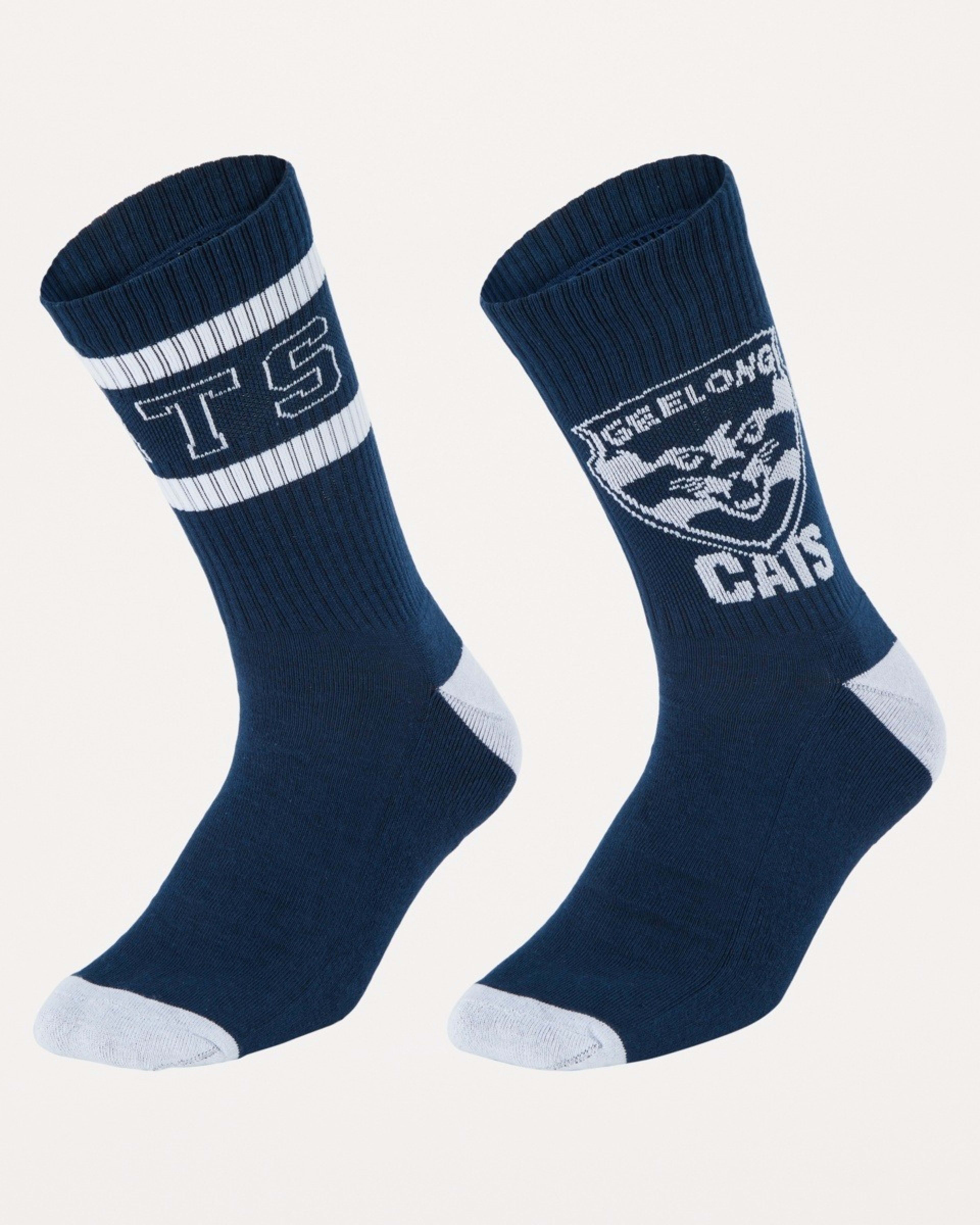 1 2 Pack Official AFL Adult Socks Geelong
