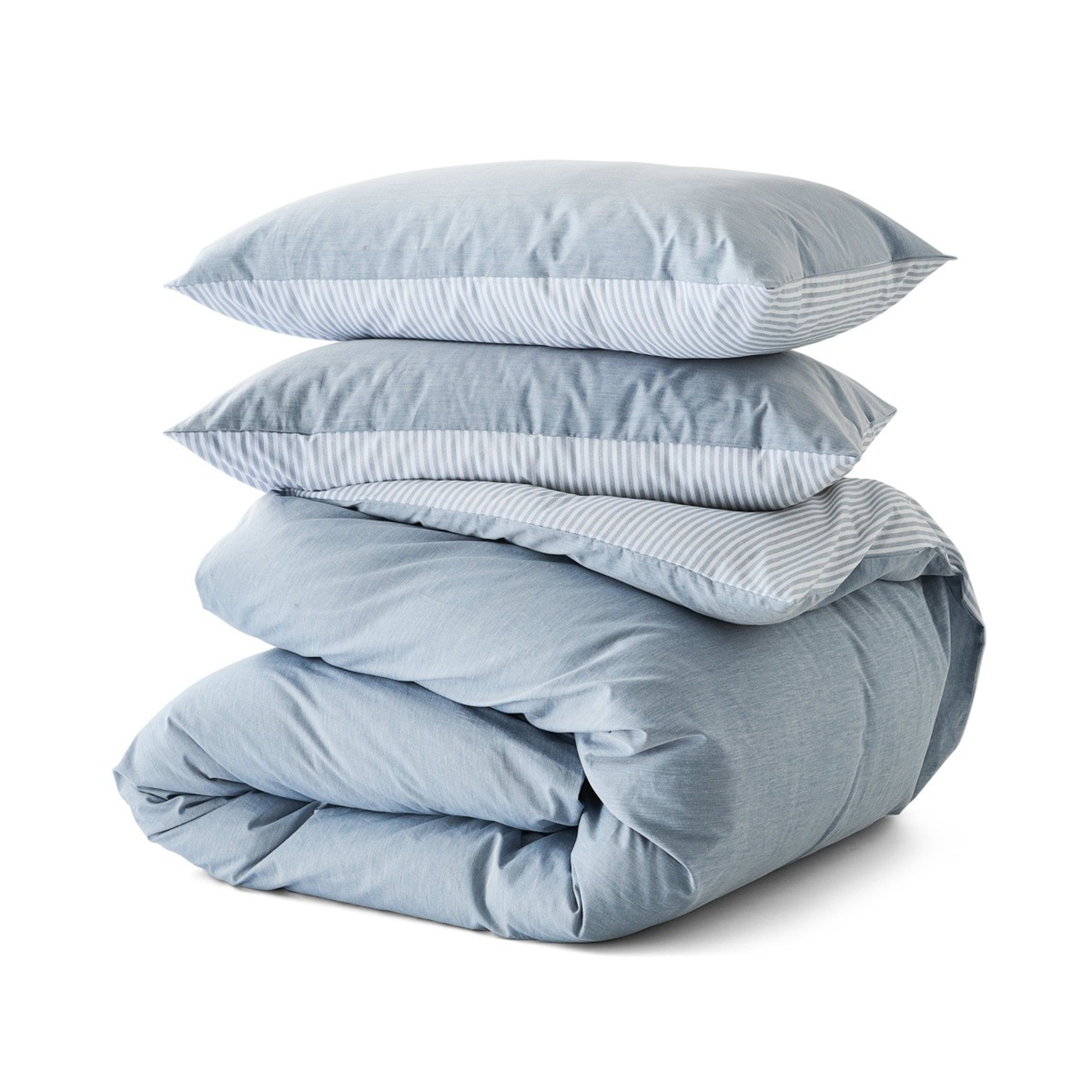6 Chambray Cotton Rich Reversible Quilt Cover Set - Double Bed, Blue, 6 of 7