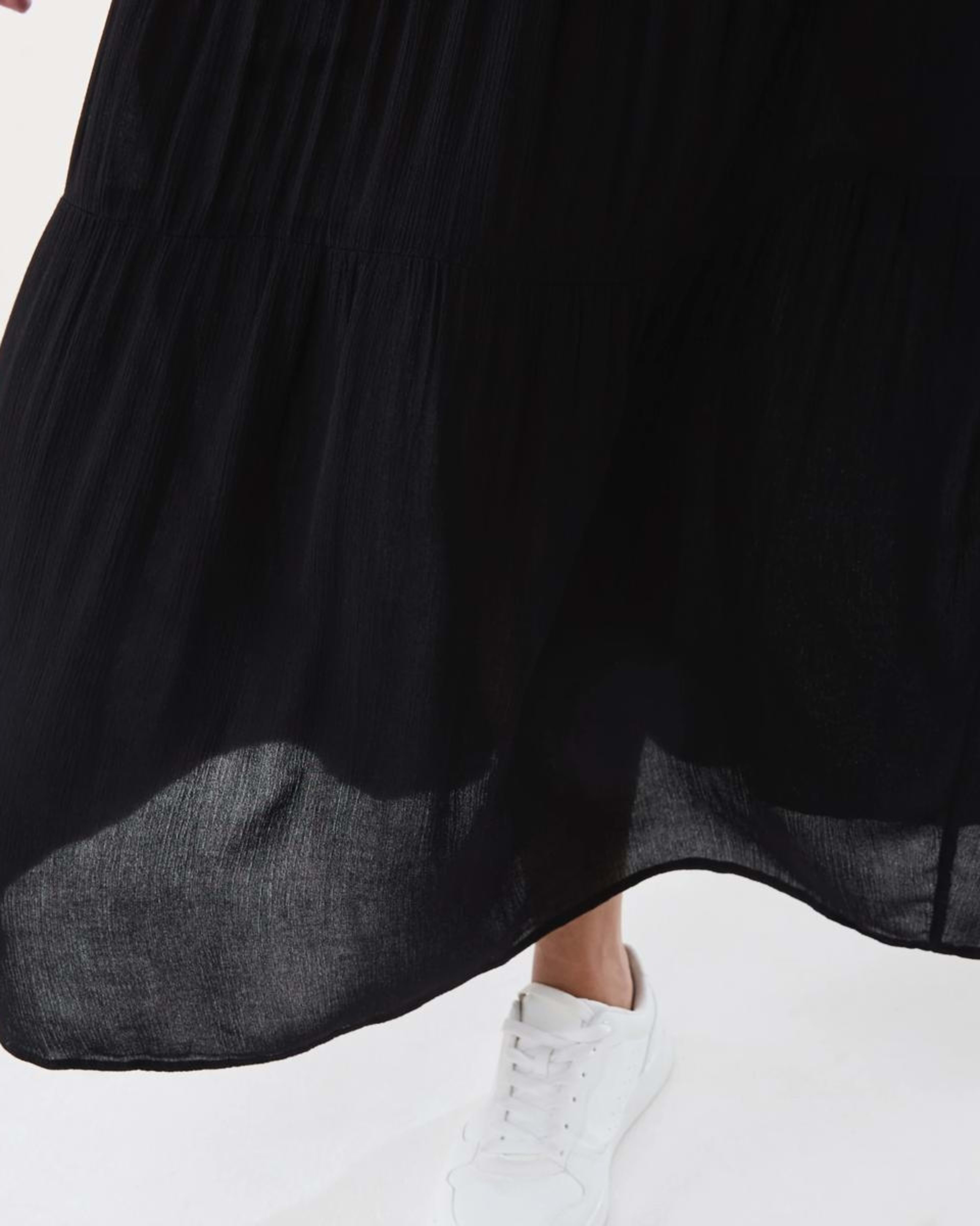 5 Curve Multi Tiered Textured Maxi Skirt BLACK, 5 of 5