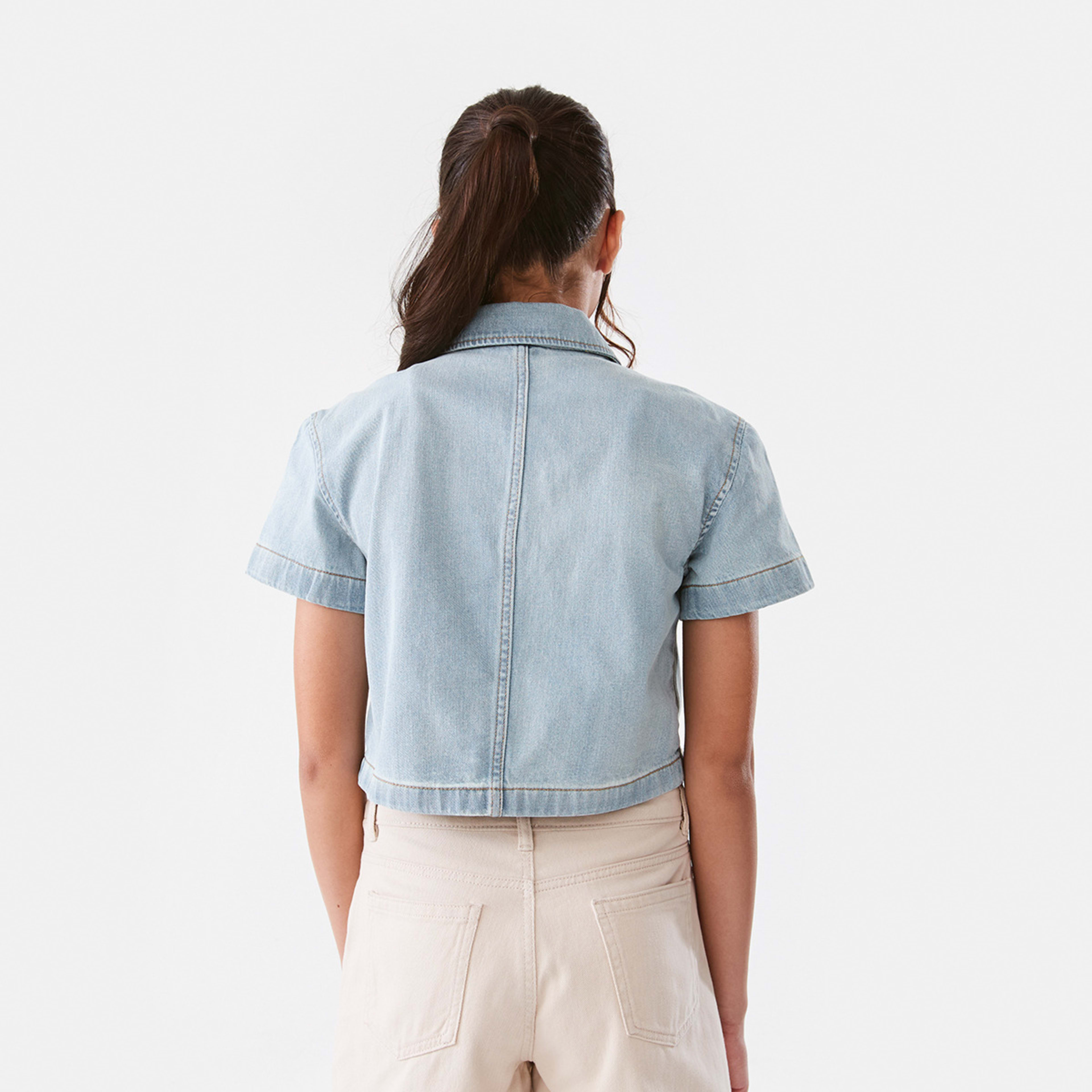 2 Cropped Denim Shirt Lit Denim, 2 of 8