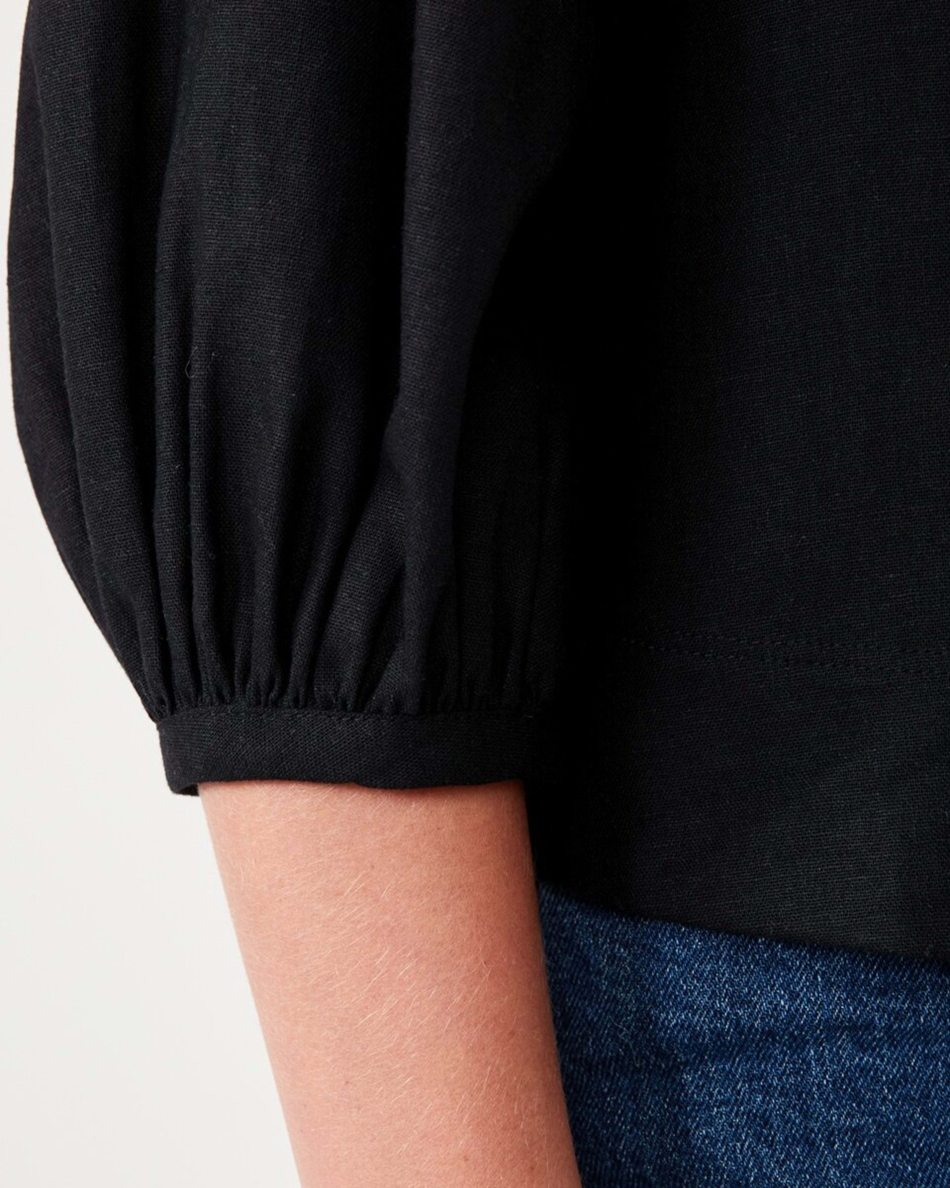 6 Long Sleeve Linen Blend Top BLACK, 6 of 6