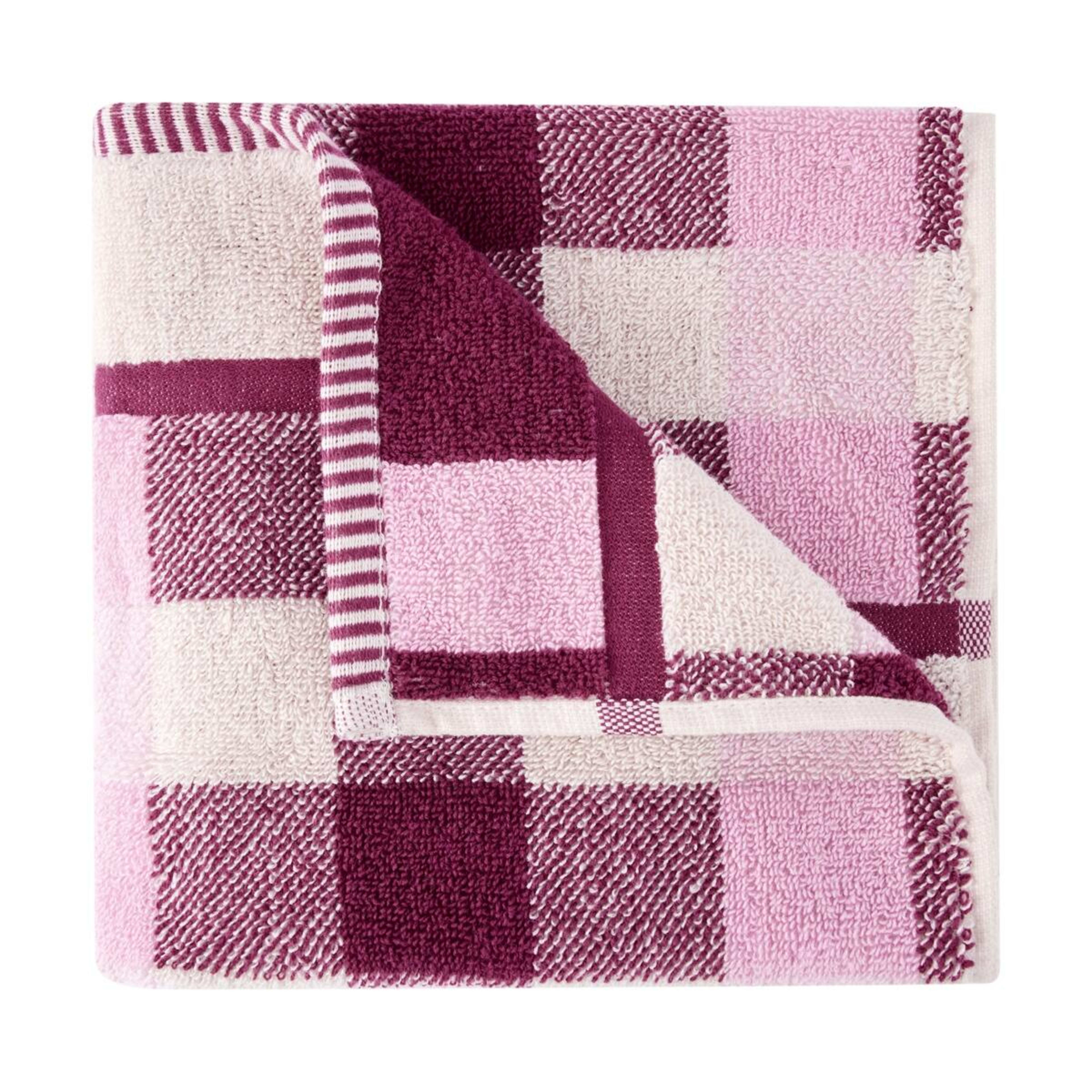 1 Cotton Check Hand Towel - Pink