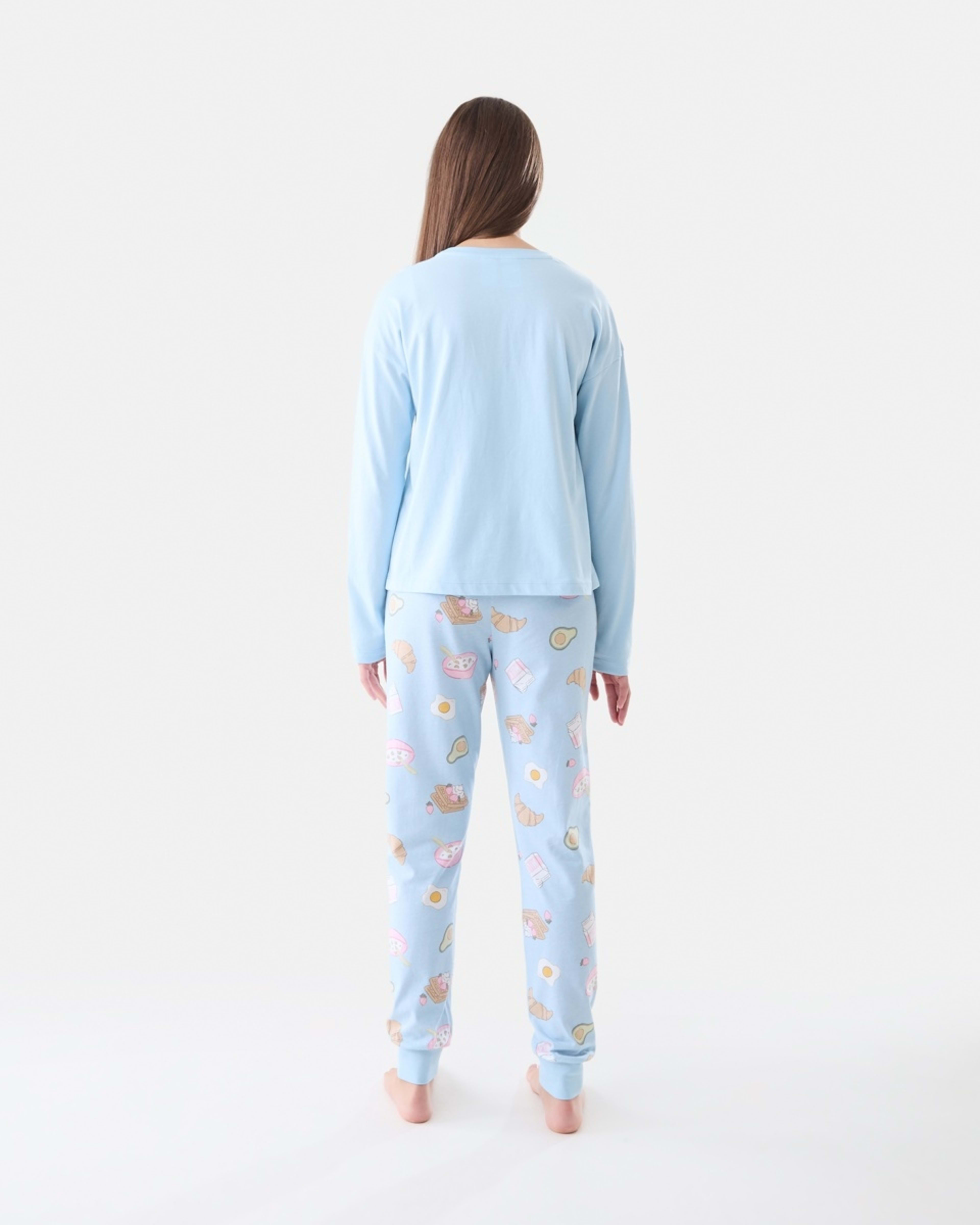 2 Long Sleeve Jersey Pyjama Set Brunch Club Blue, 2 of 6