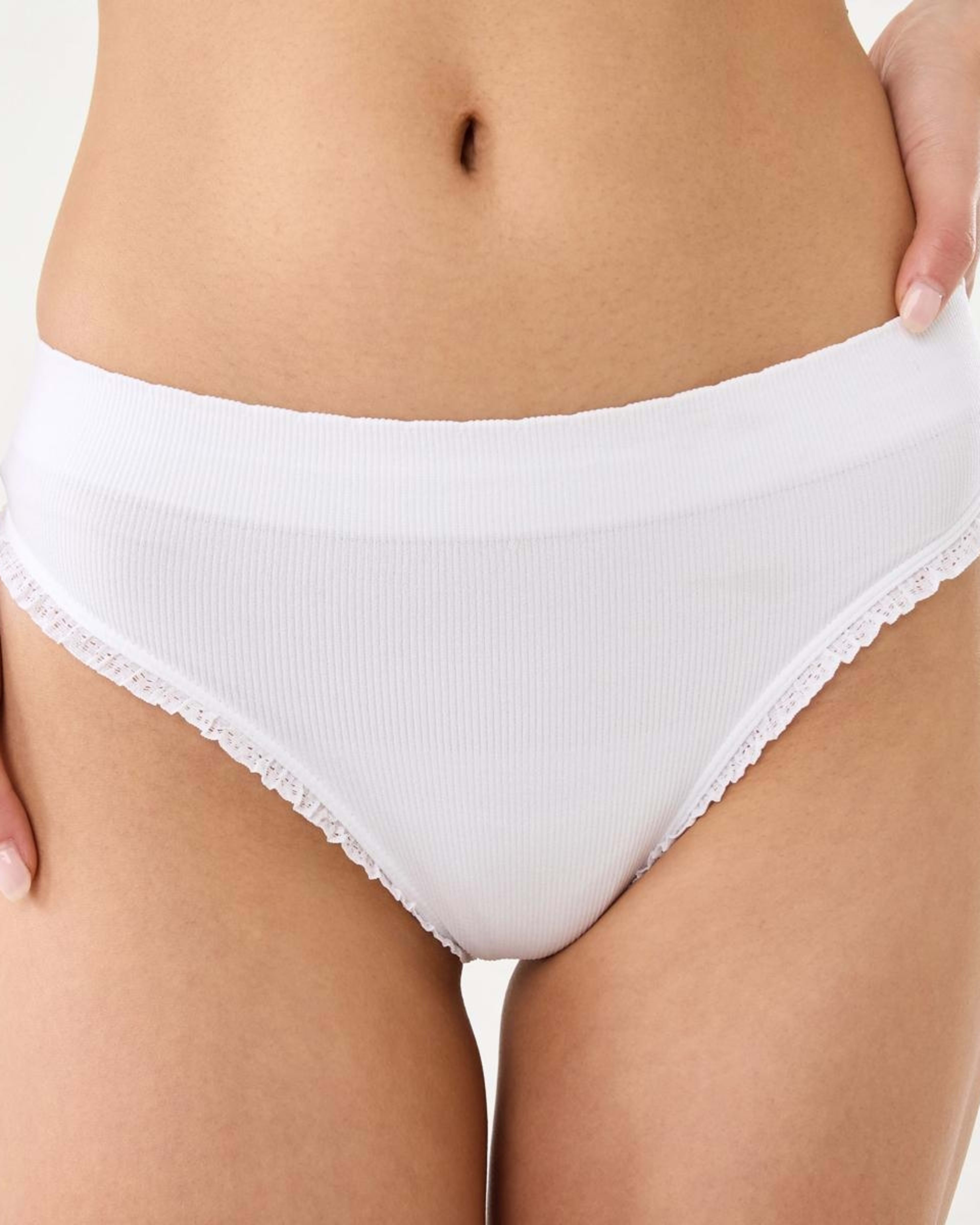 4 3 Pack Seamfree Rib G-String Briefs BERRY, WHITE, PINK LADY, 4 of 7
