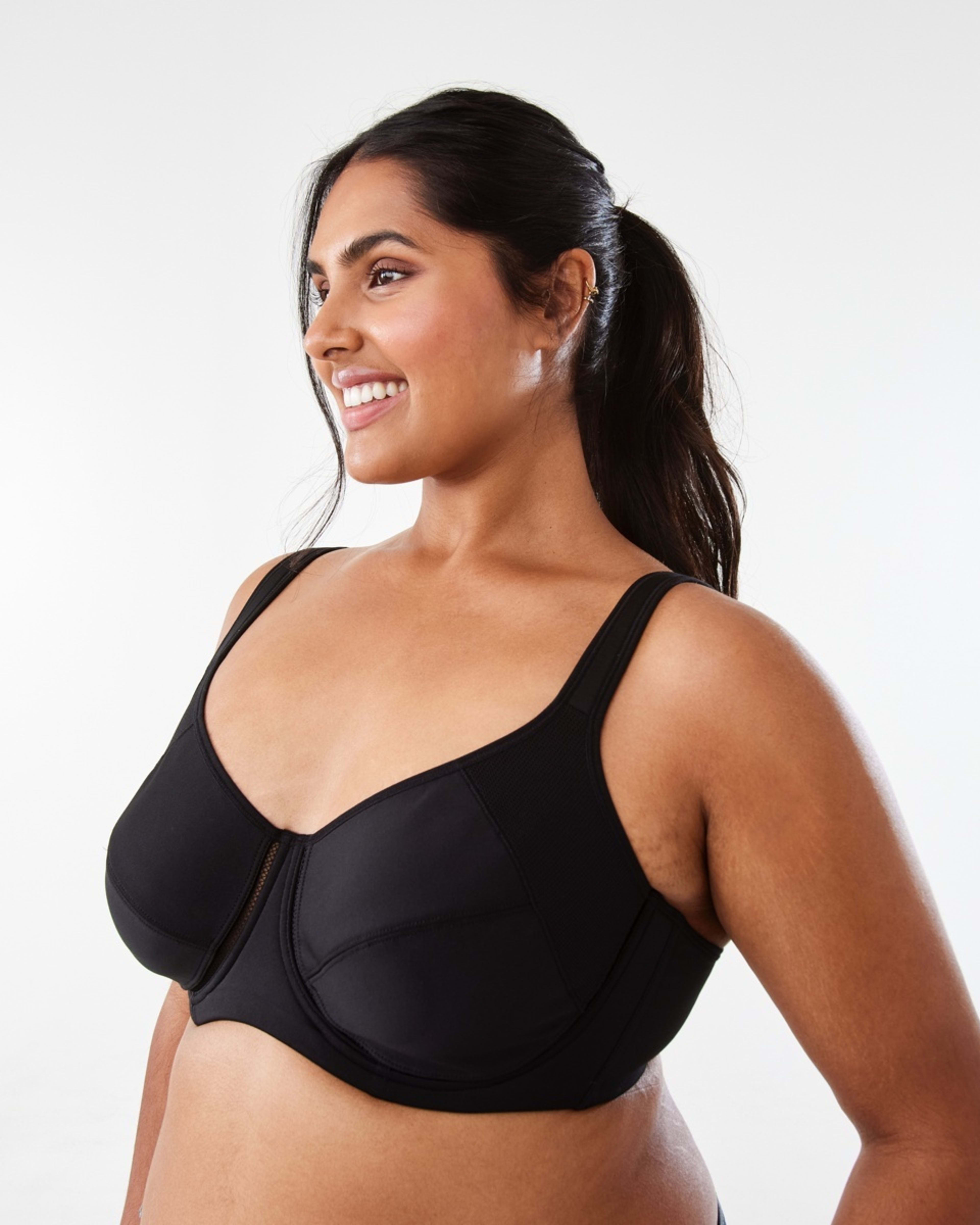 2 Full Figure Sports Underwire Soft Cup Bra BLACK, 2 of 6