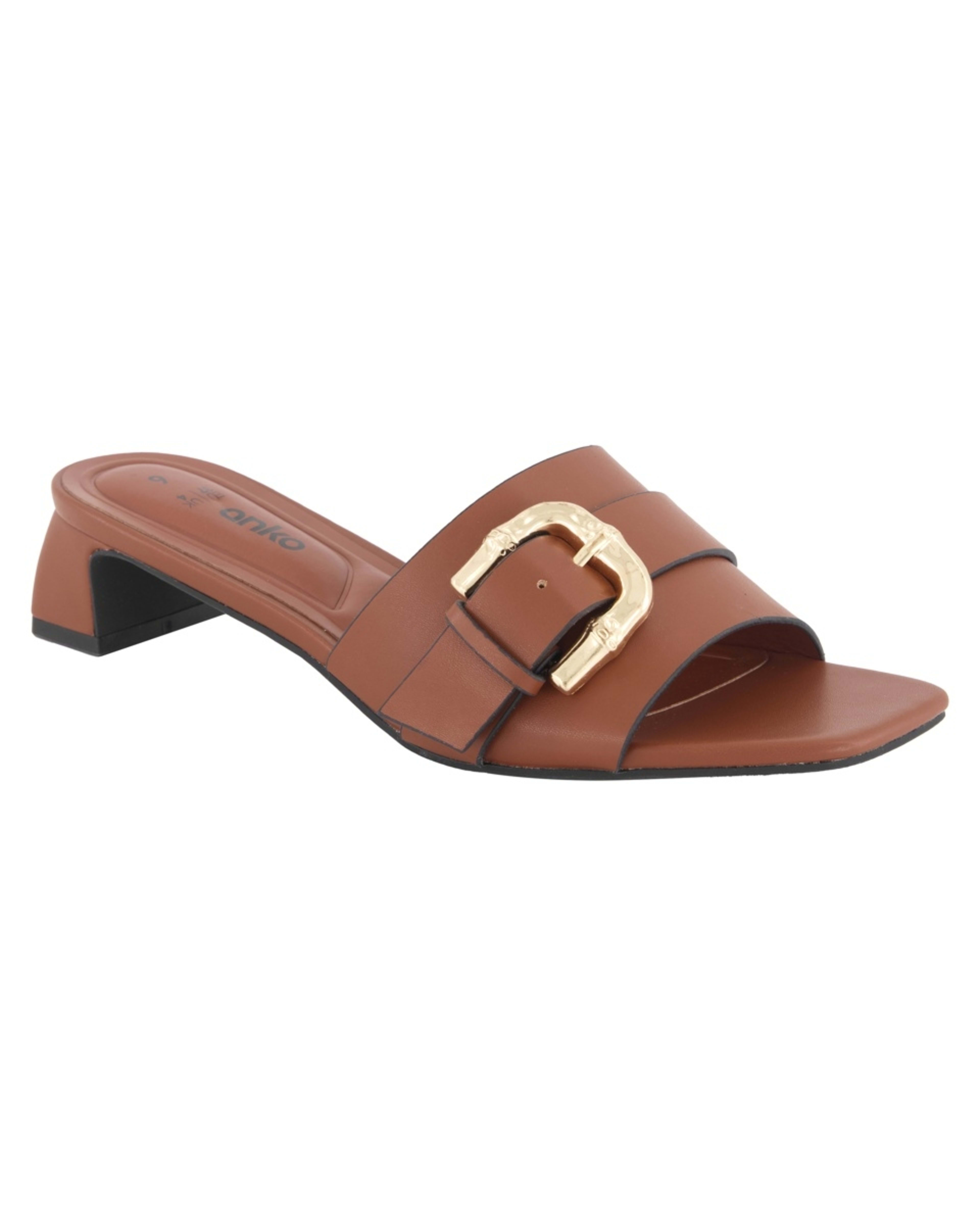 2 Buckle Low Heel Mules Tan, 2 of 5