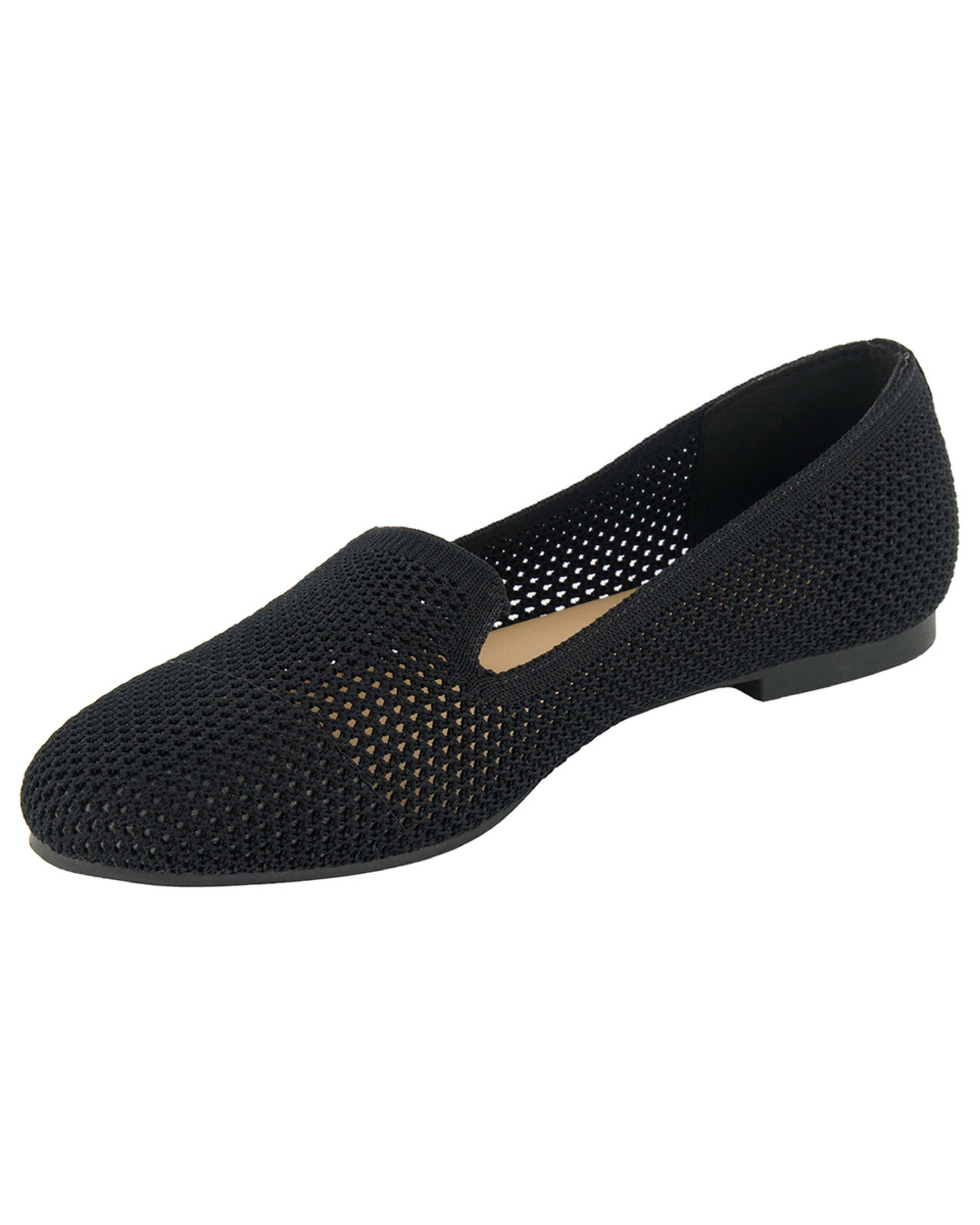 3 Knit Loafer Ballet Pumps Black, 3 of 5