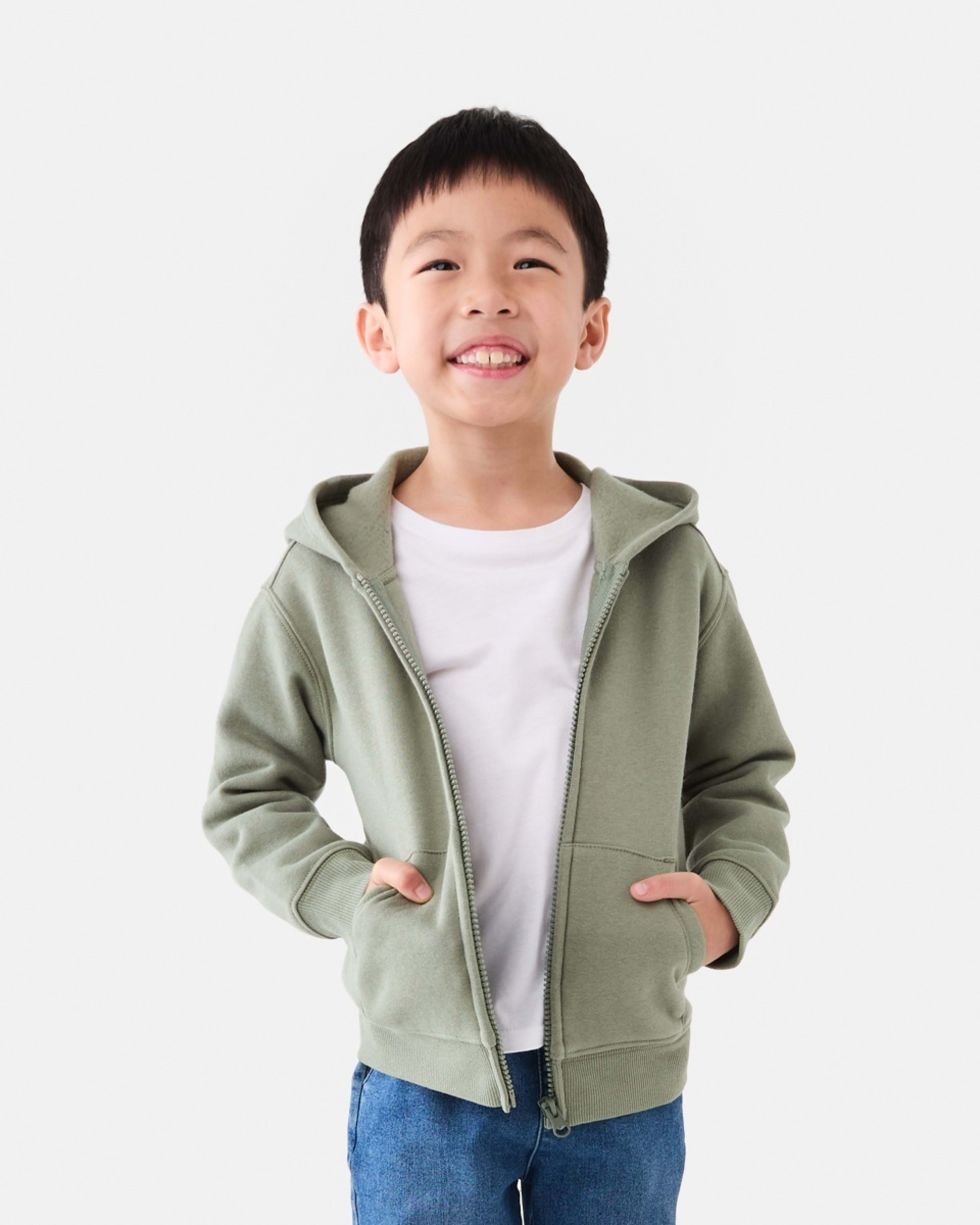 1 Plain Zip Through Hoodie Sea Spray, 1 of 10
