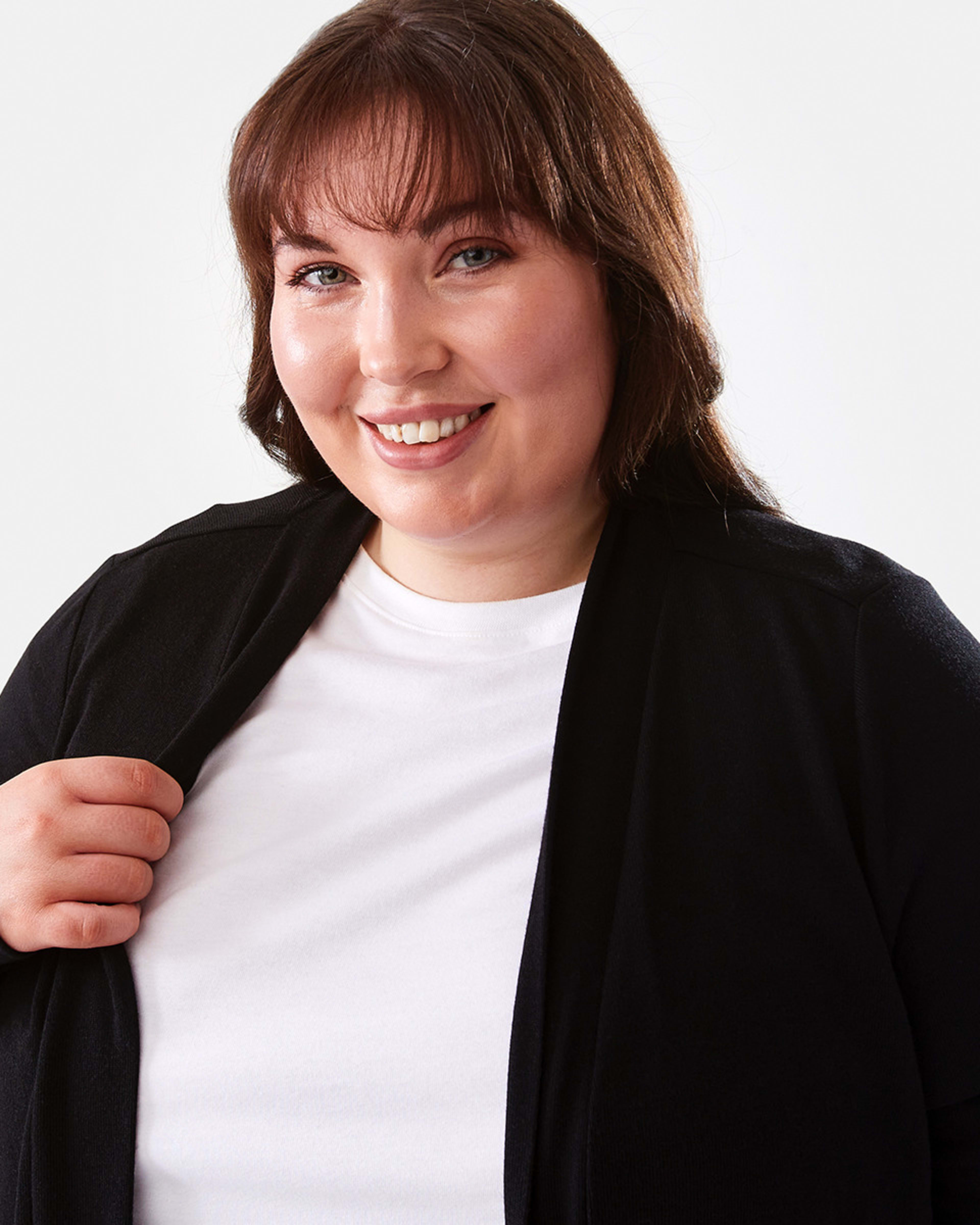 4 Curve Long Sleeve Longline Cardigan Black, 4 of 6