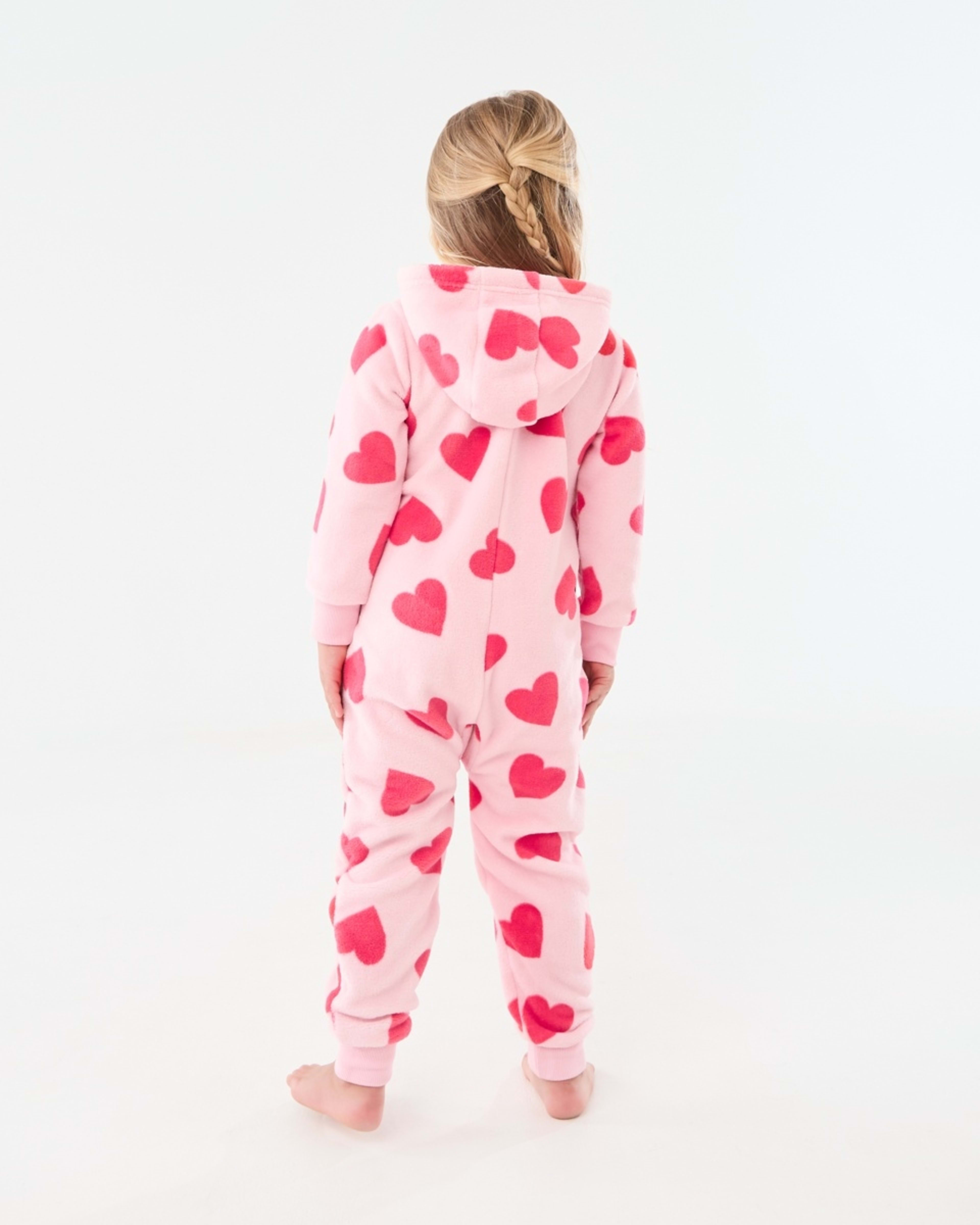 2 Novelty Fluffy All-In-One Sleepsuit Hearts Pearl Pink, 2 of 8