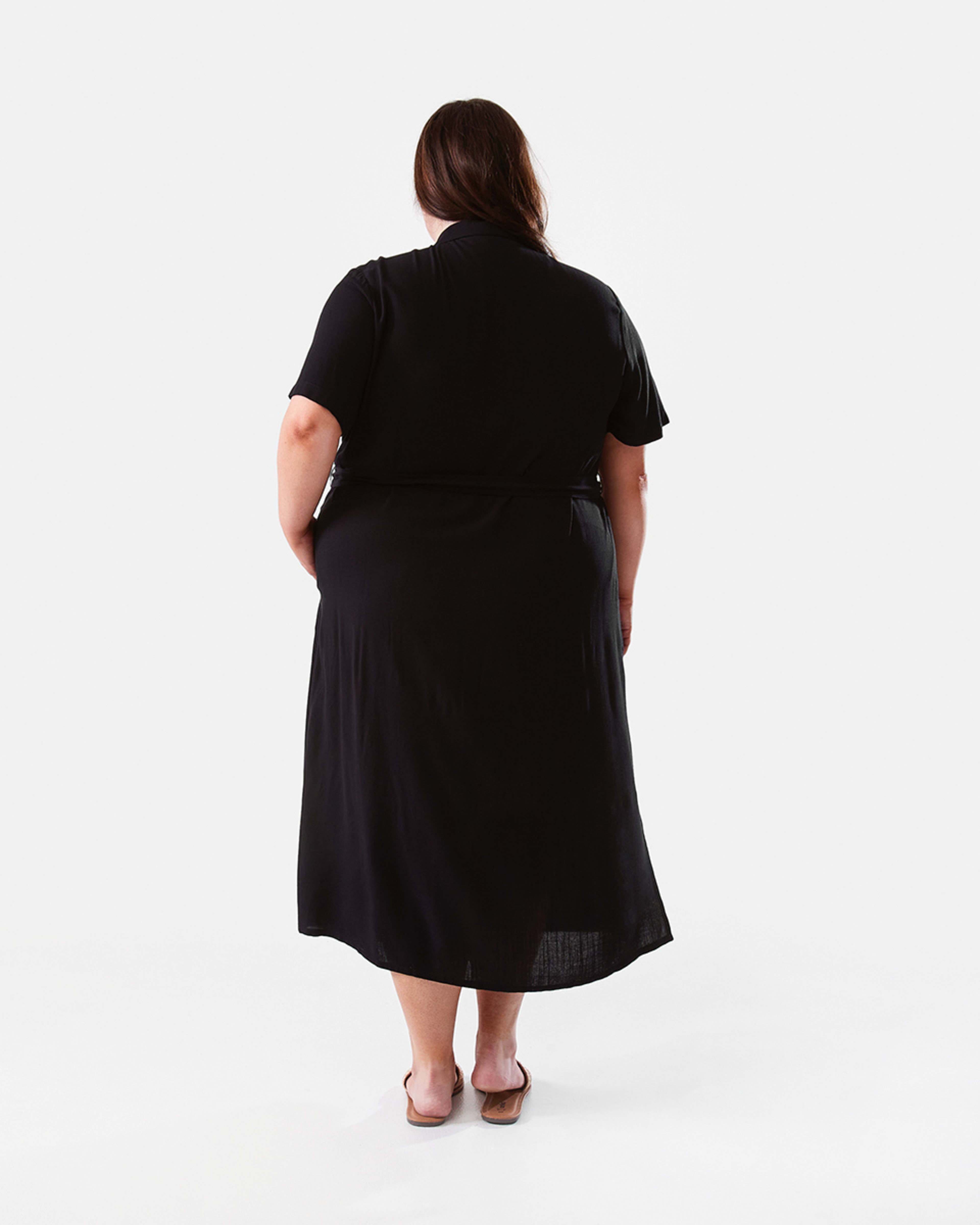 Curve Short Sleeve Tie Midi Dress Kmart