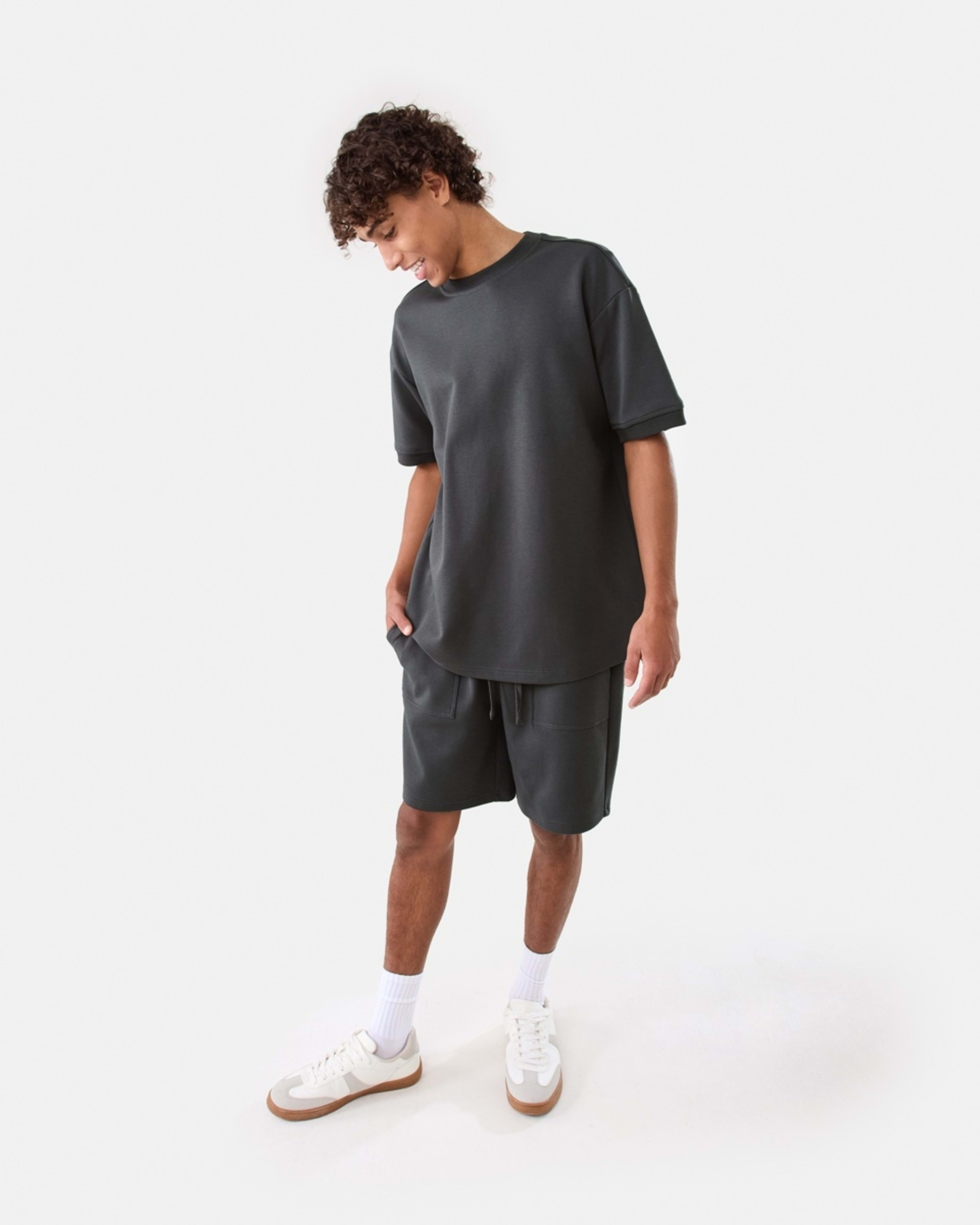 3 Elastic Waist Interlock Knit Shorts VOLCANIC ROCK, 3 of 7