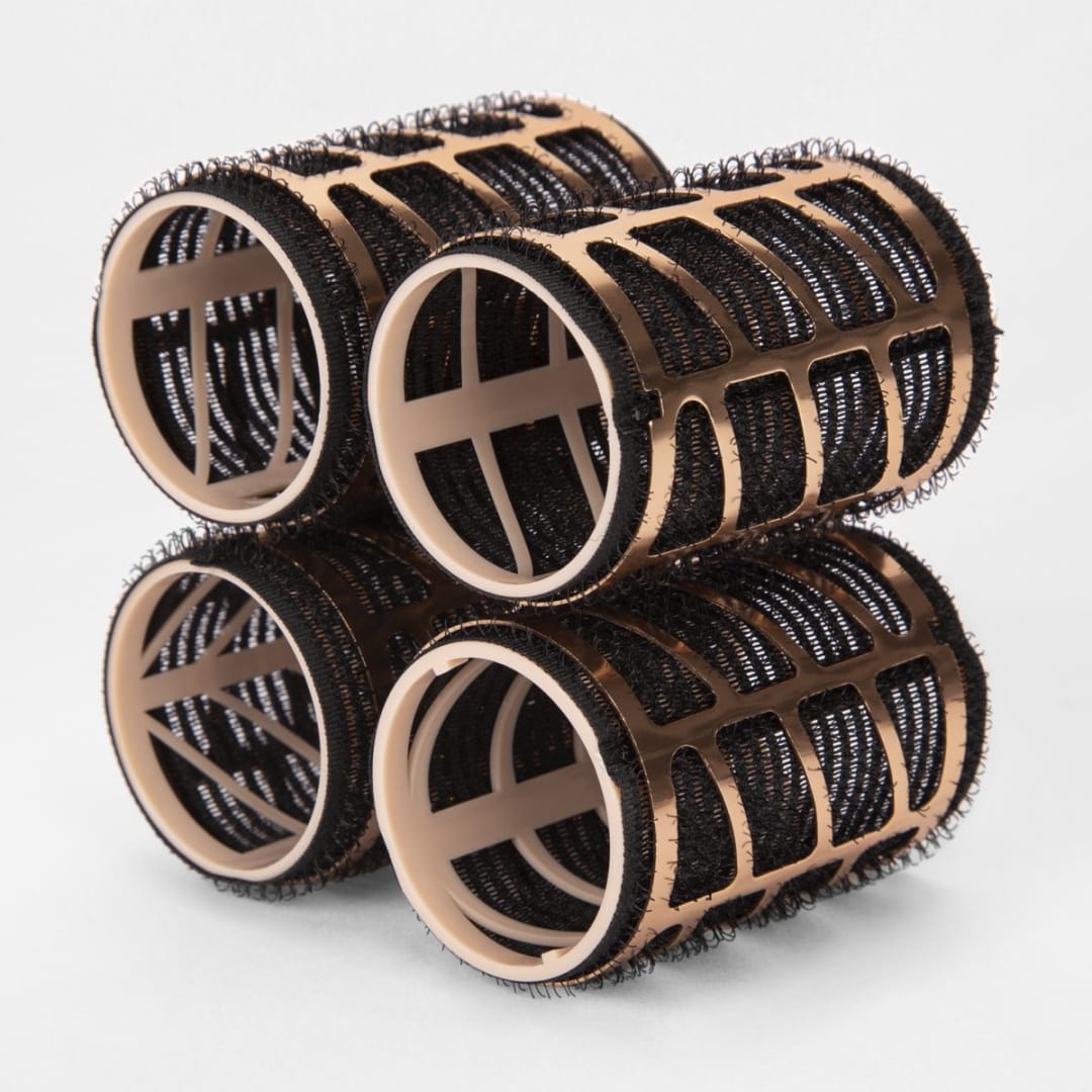 4 Pack Thermal Blow Dry Rollers Medium, Black and Gold Look Kmart