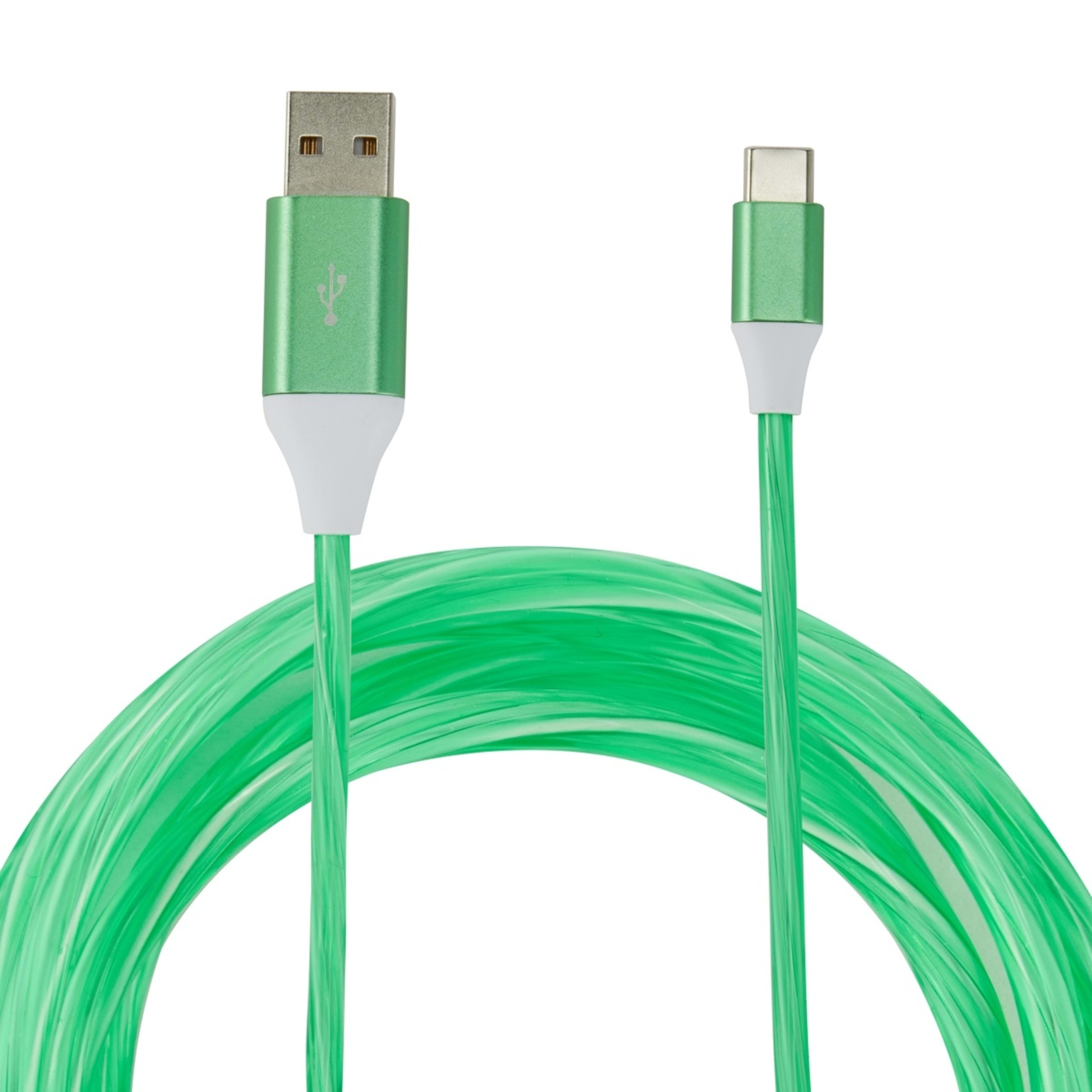 1 USB-A to USB-C Light Up Cable - Green, 1 of 5