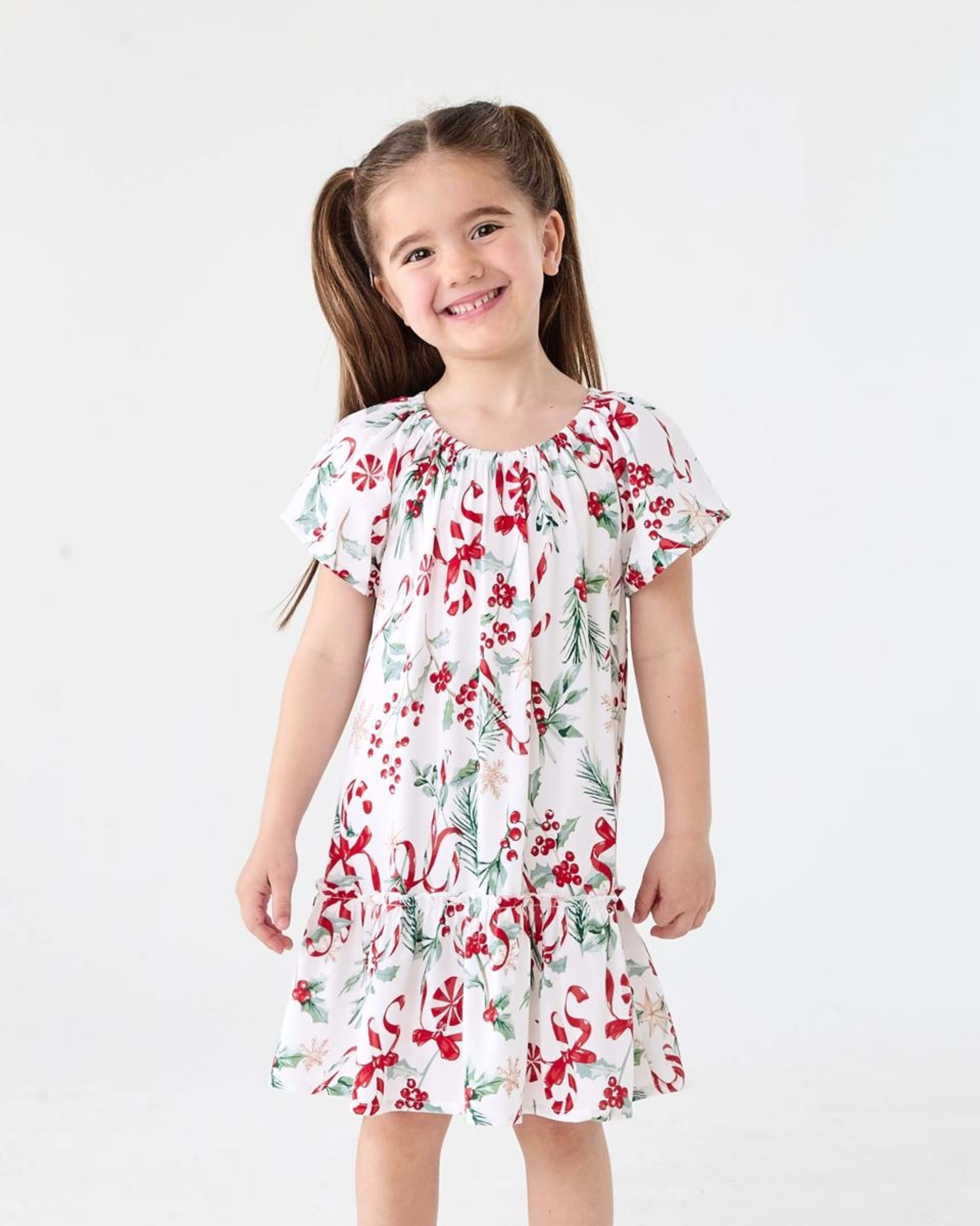 1 Christmas Viscose Family Matching Dress White Cane, 1 of 9