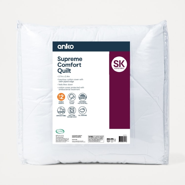 Supreme Comfort Quilt Super King Bed, White Kmart