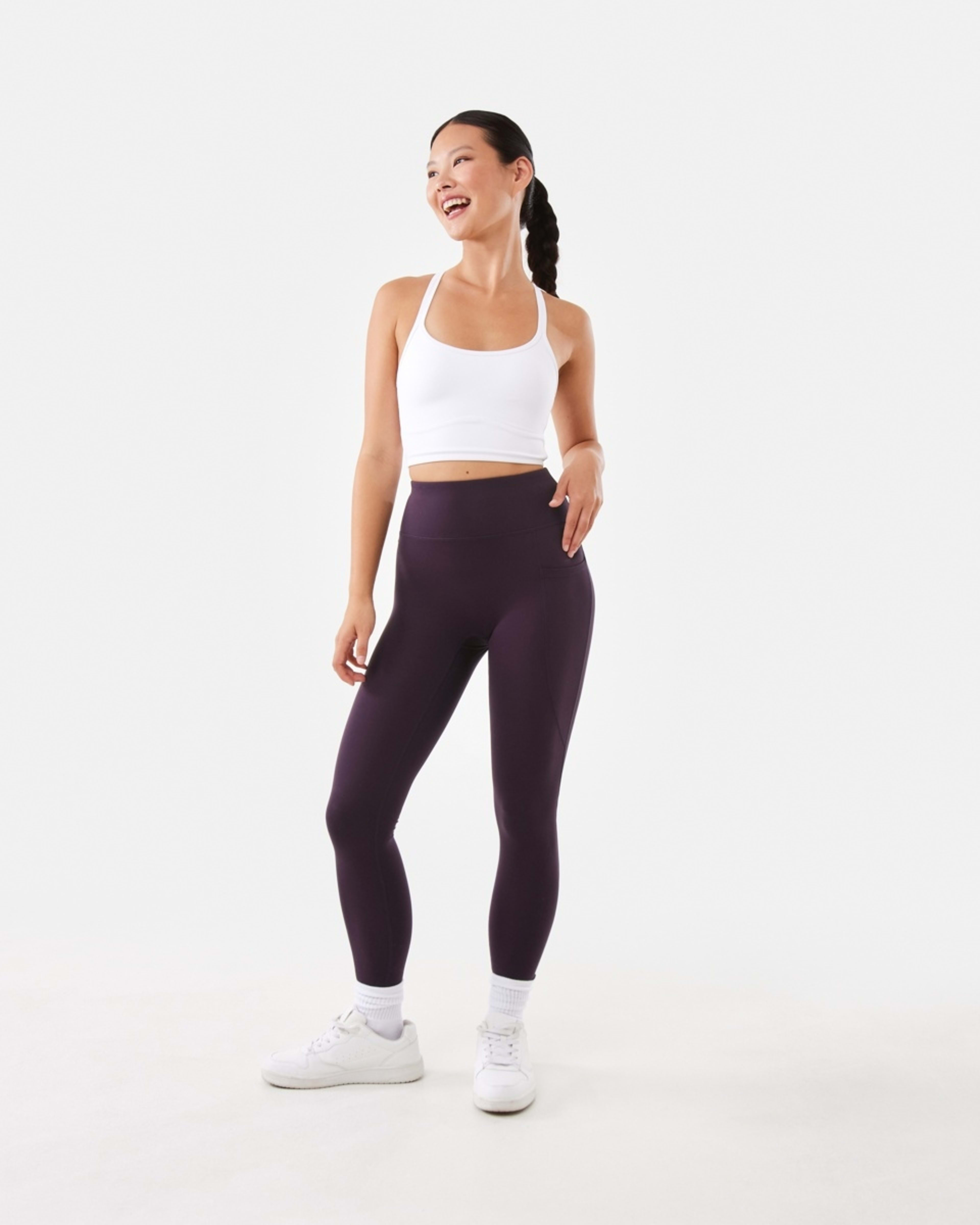 2 Active Womens Ultrasoft Leggings Pur Rasin, 2 of 8