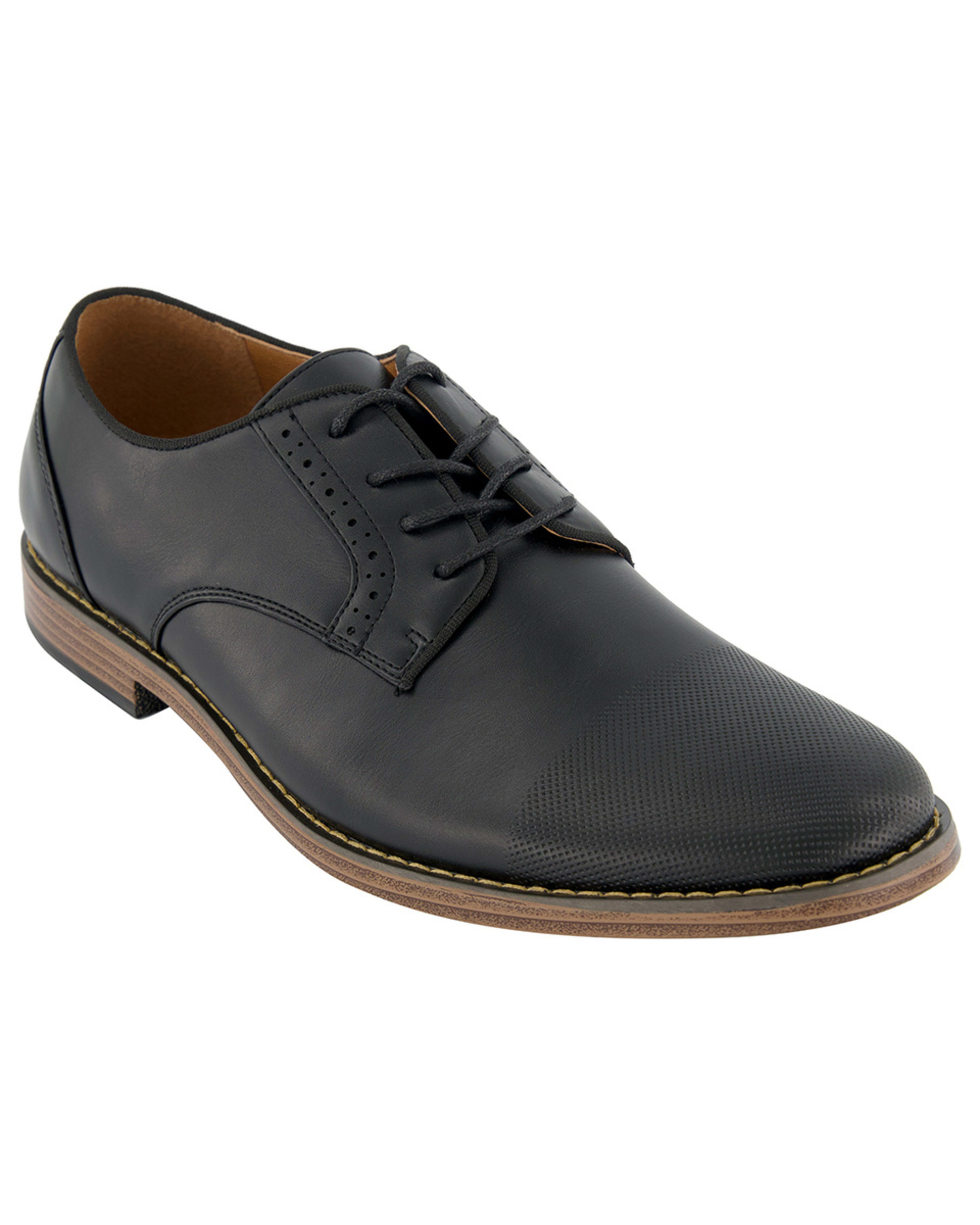 1 Burnished Toe Dress Shoes BLACK, 1 of 5