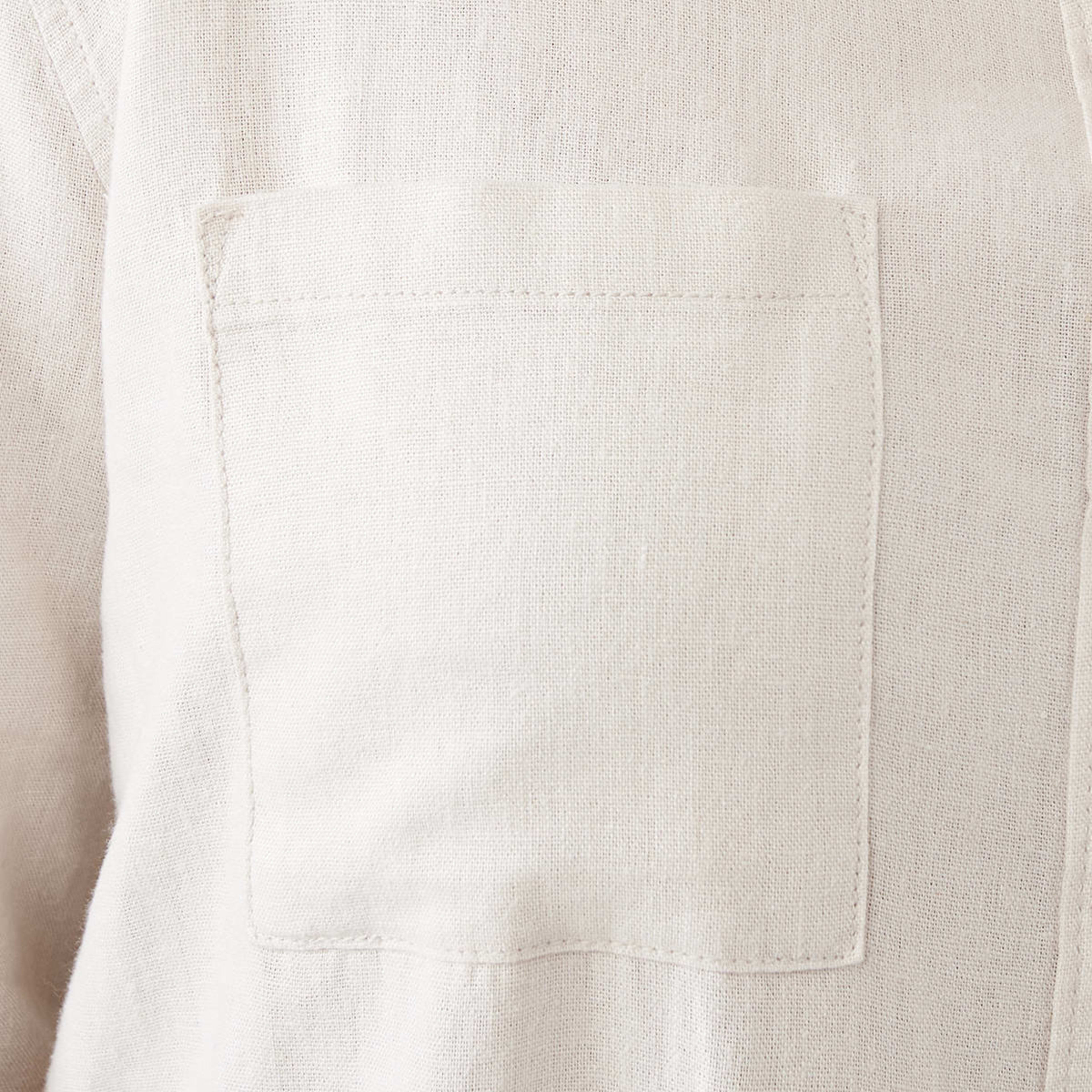 6 Long Sleeve Linen Blend Shirt Nat Beige, 6 of 7