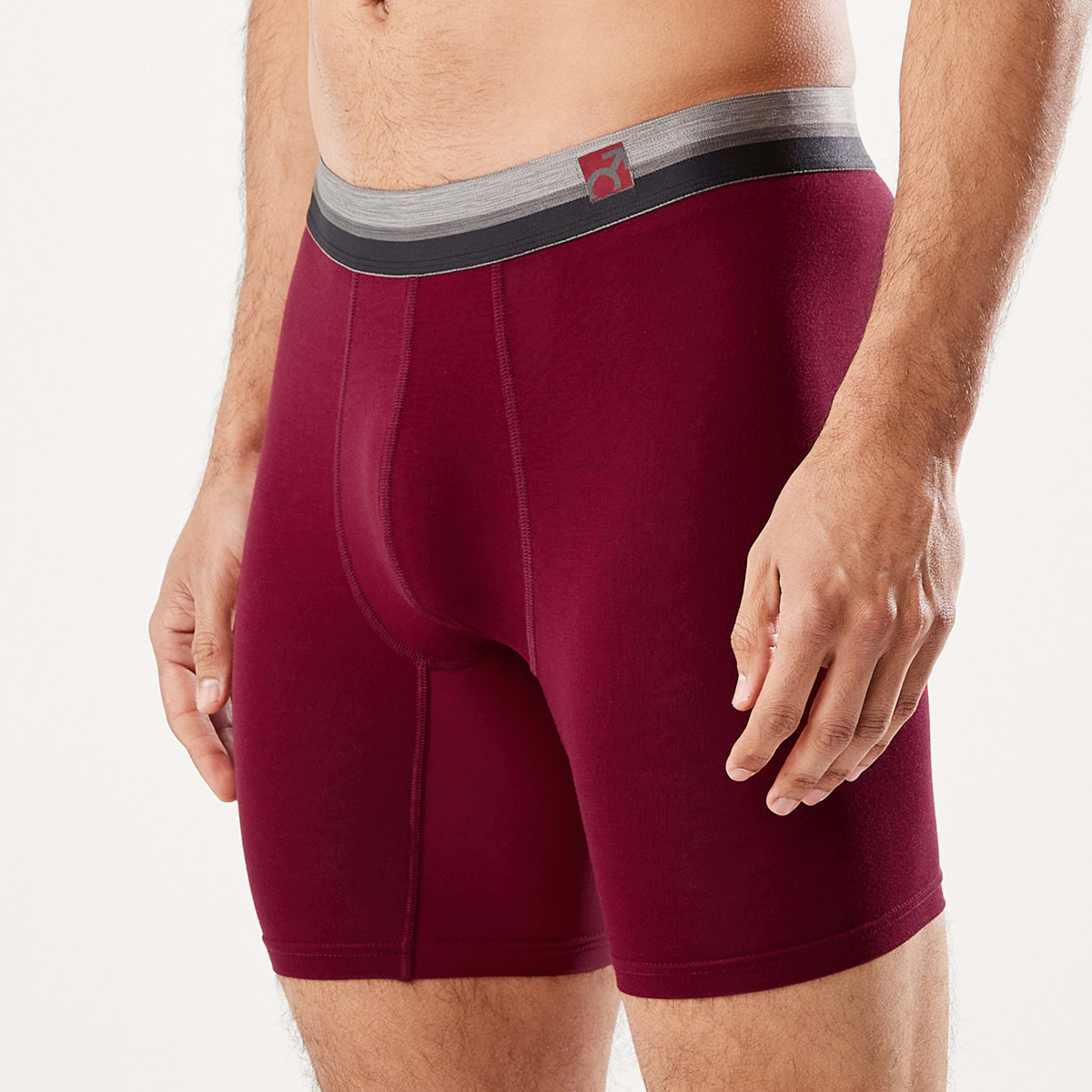 2 Anti-ride Mid Length Bamboo Blend Trunks Biking Red, 2 of 7