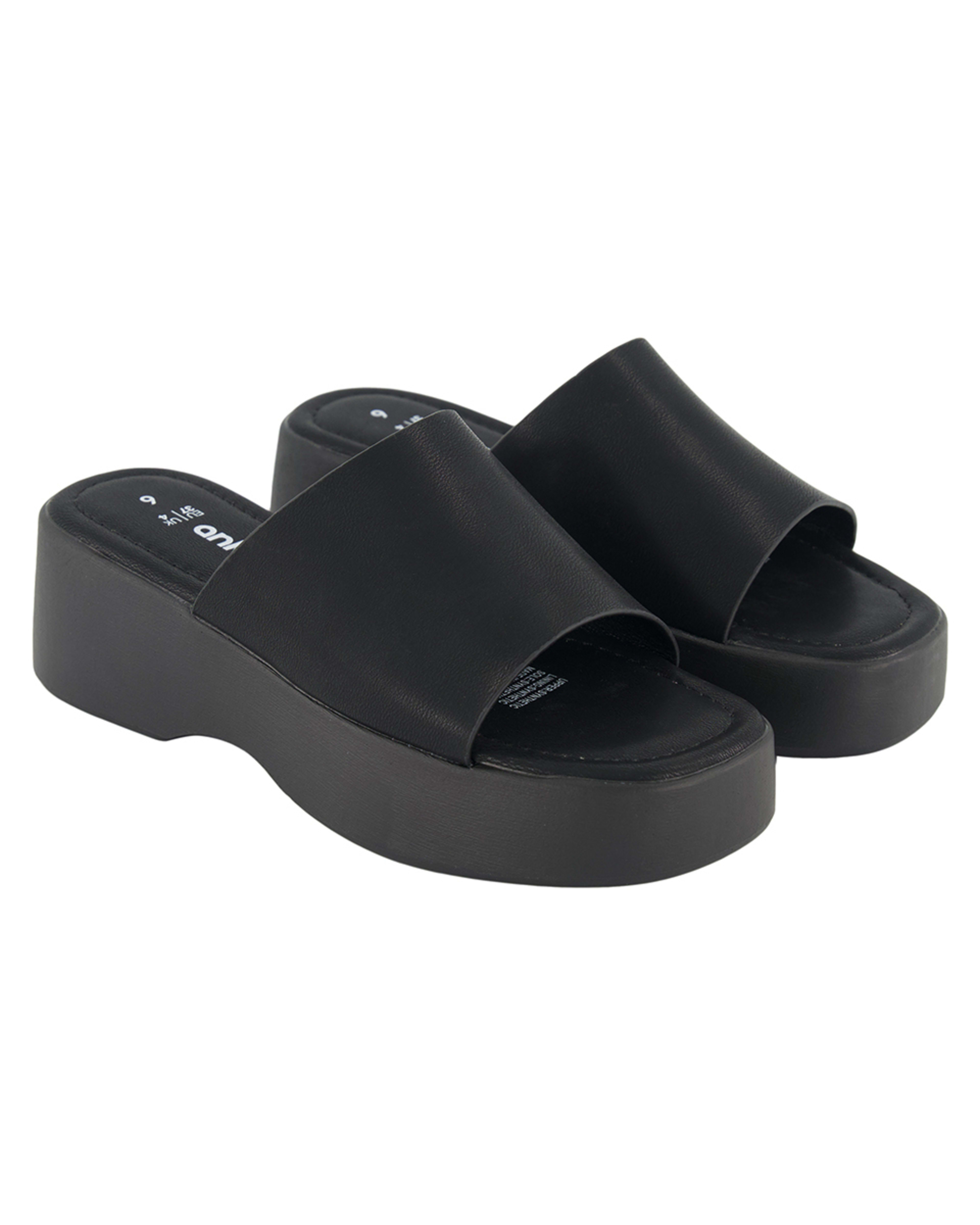 2 Casual Mule Platform Heels Black, 2 of 5