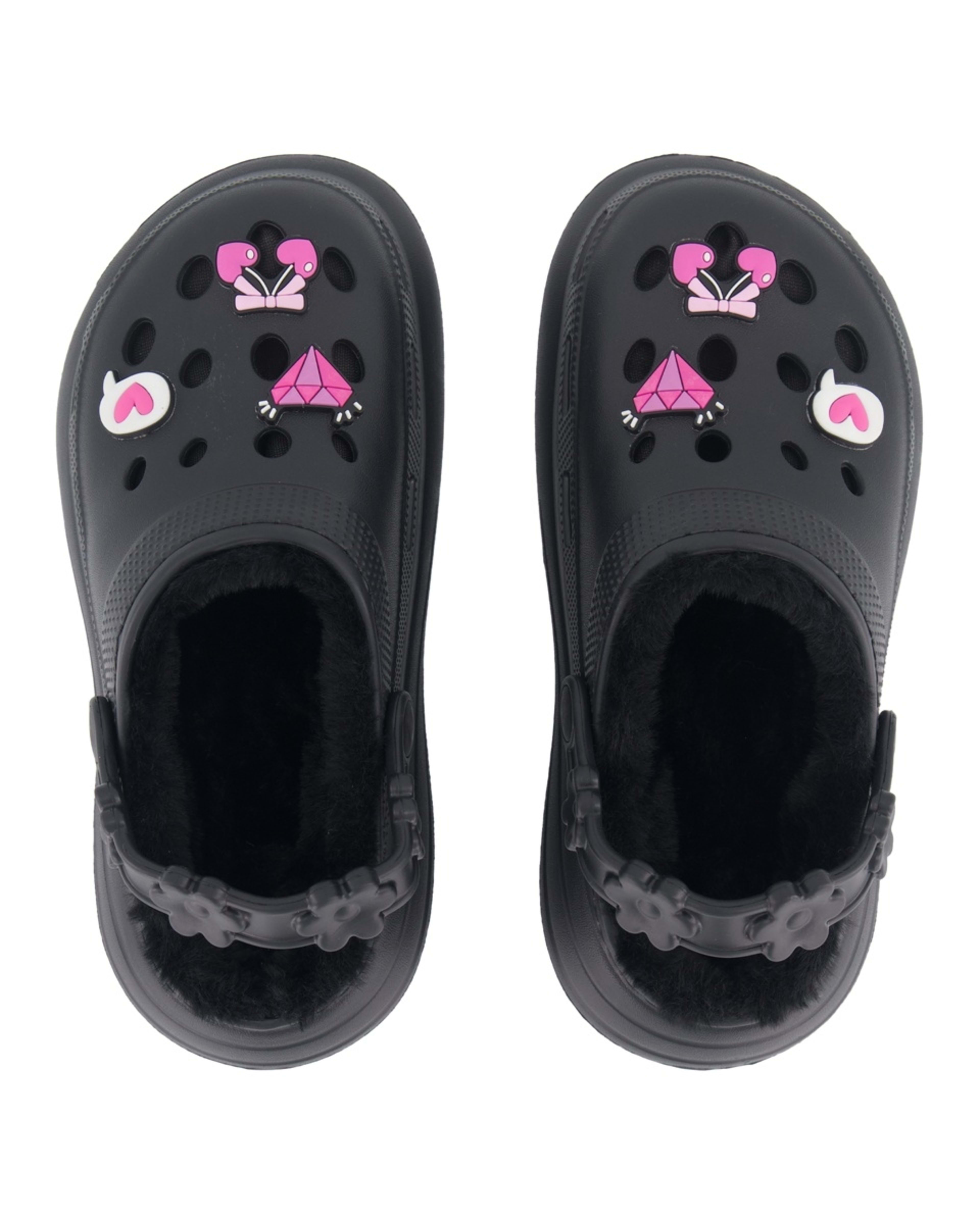 3 Senior Faux Fur Lined Clogs Black, 3 of 4