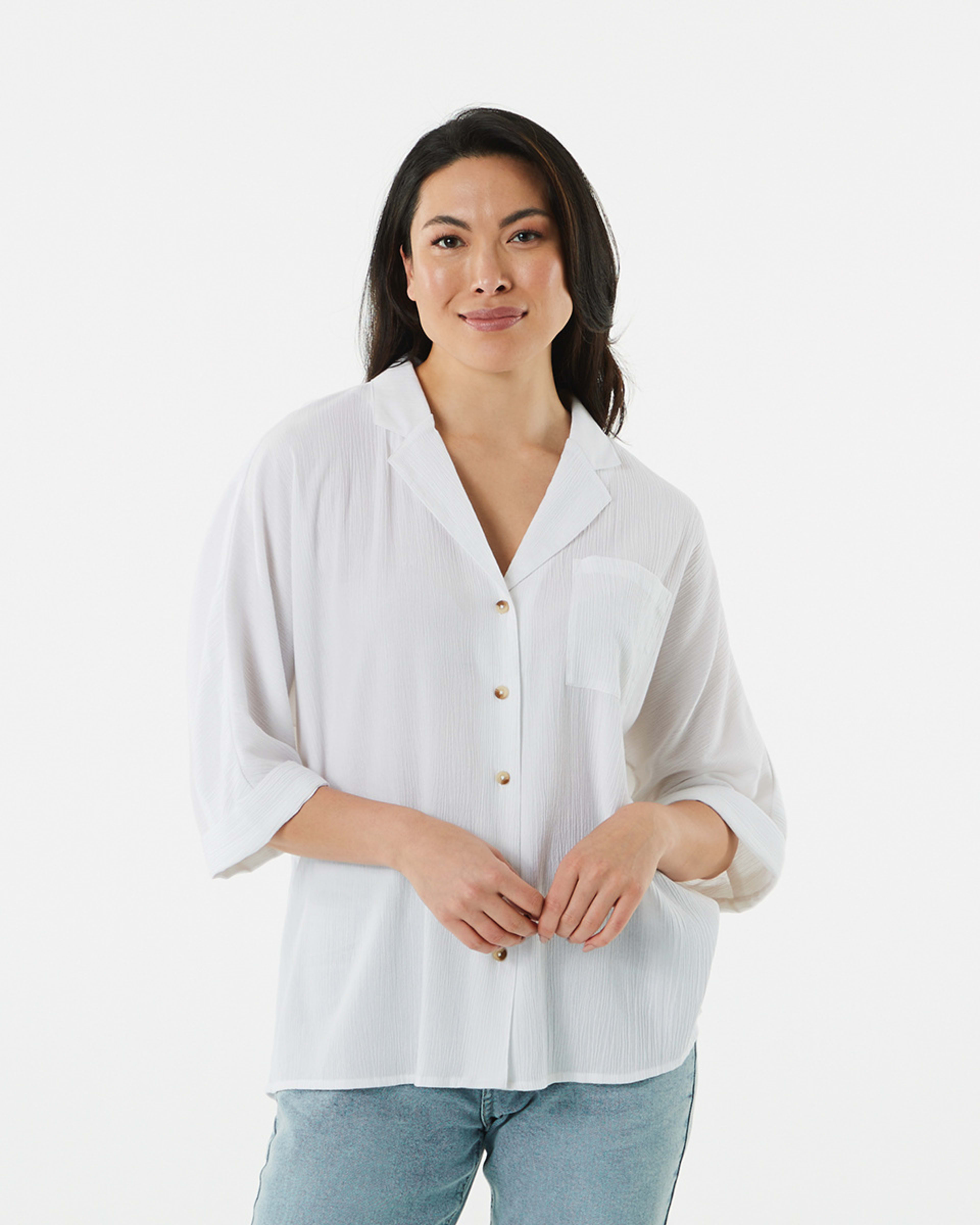 1 Dolman Short Sleeve Shirt White