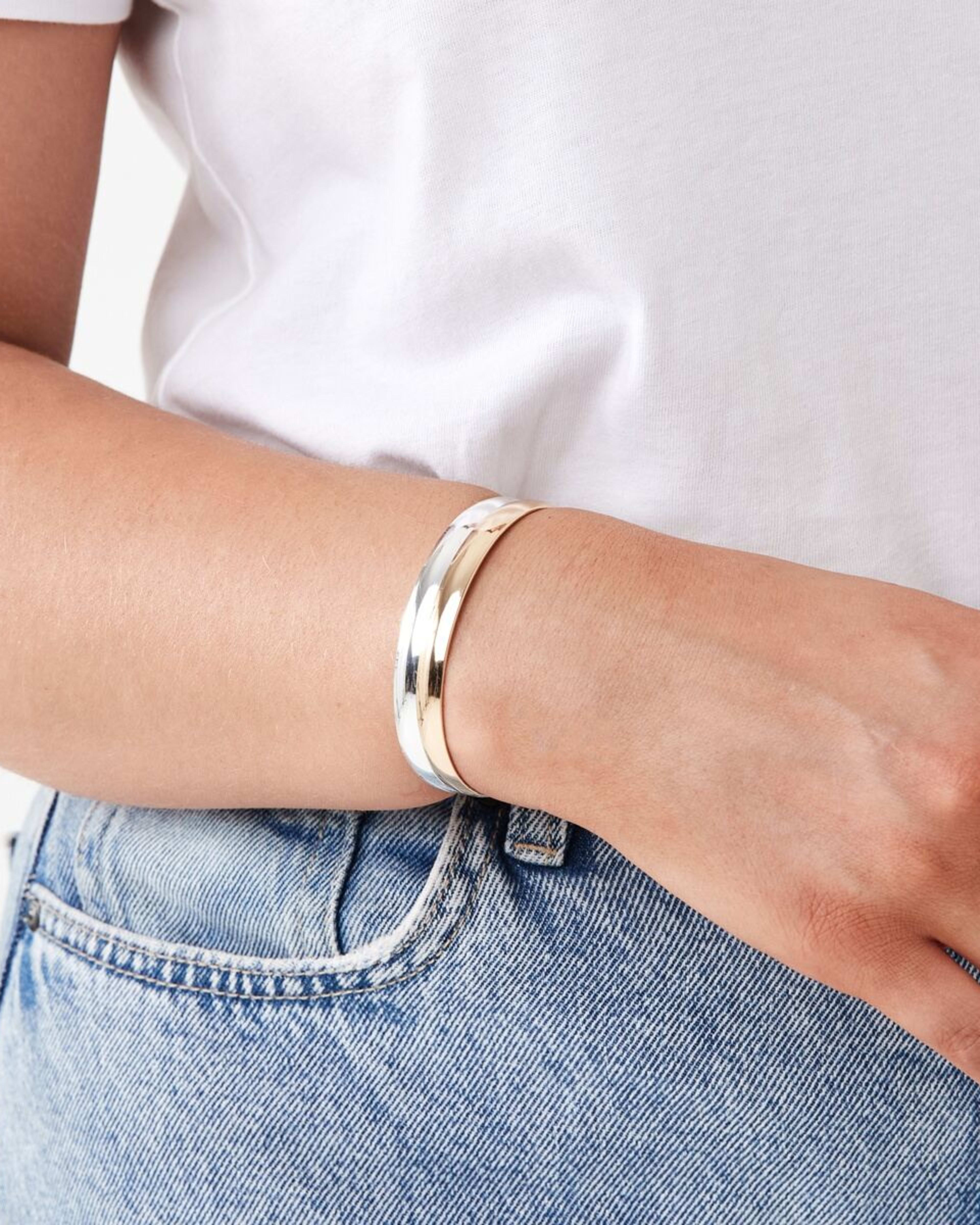 3 2 Pack Mix Metal Cuff Bracelets - Gold Tone and Silver Tone Gold Silv, 3 of 4