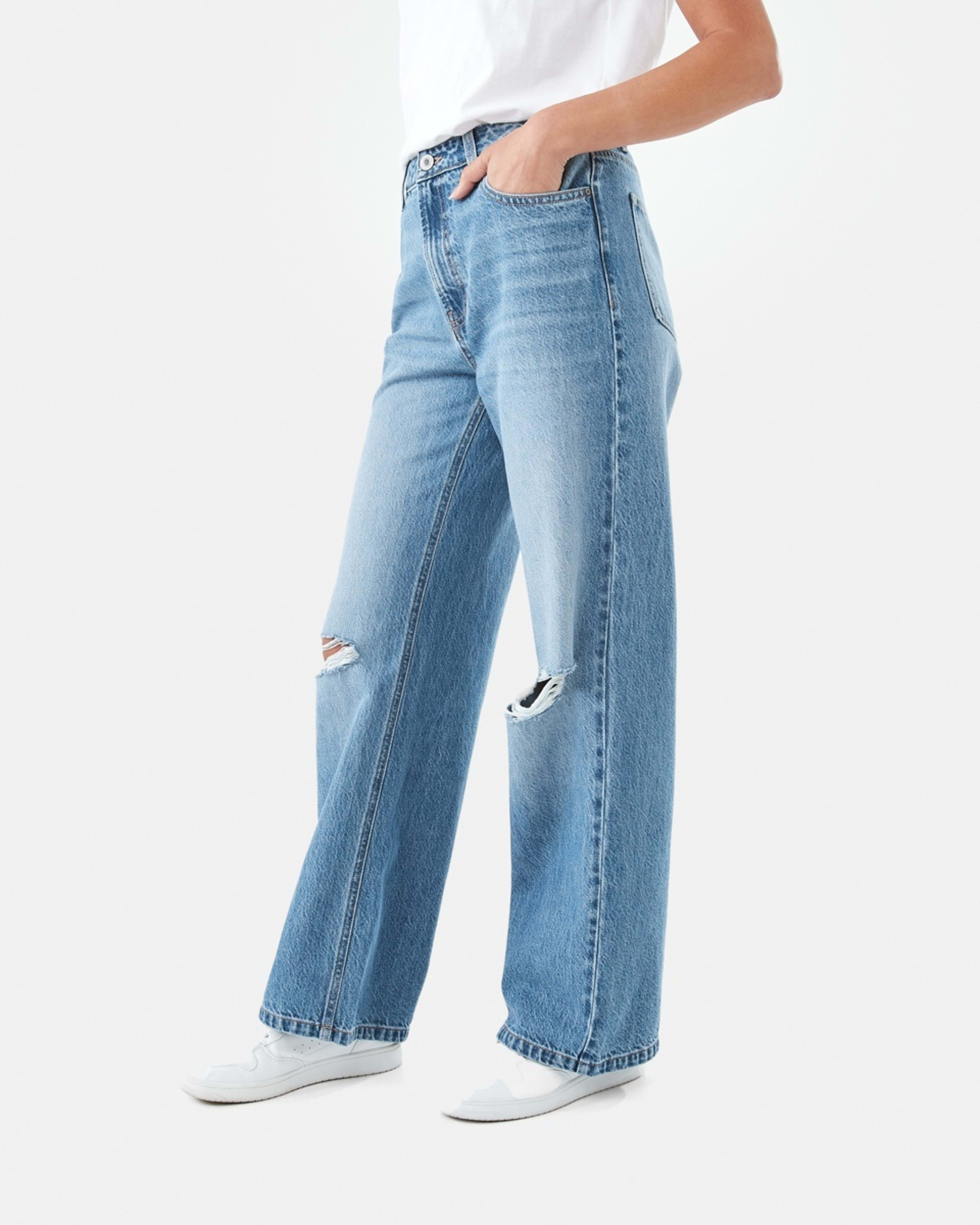 5 Distressed Straight Jeans Mid Wash, 5 of 9