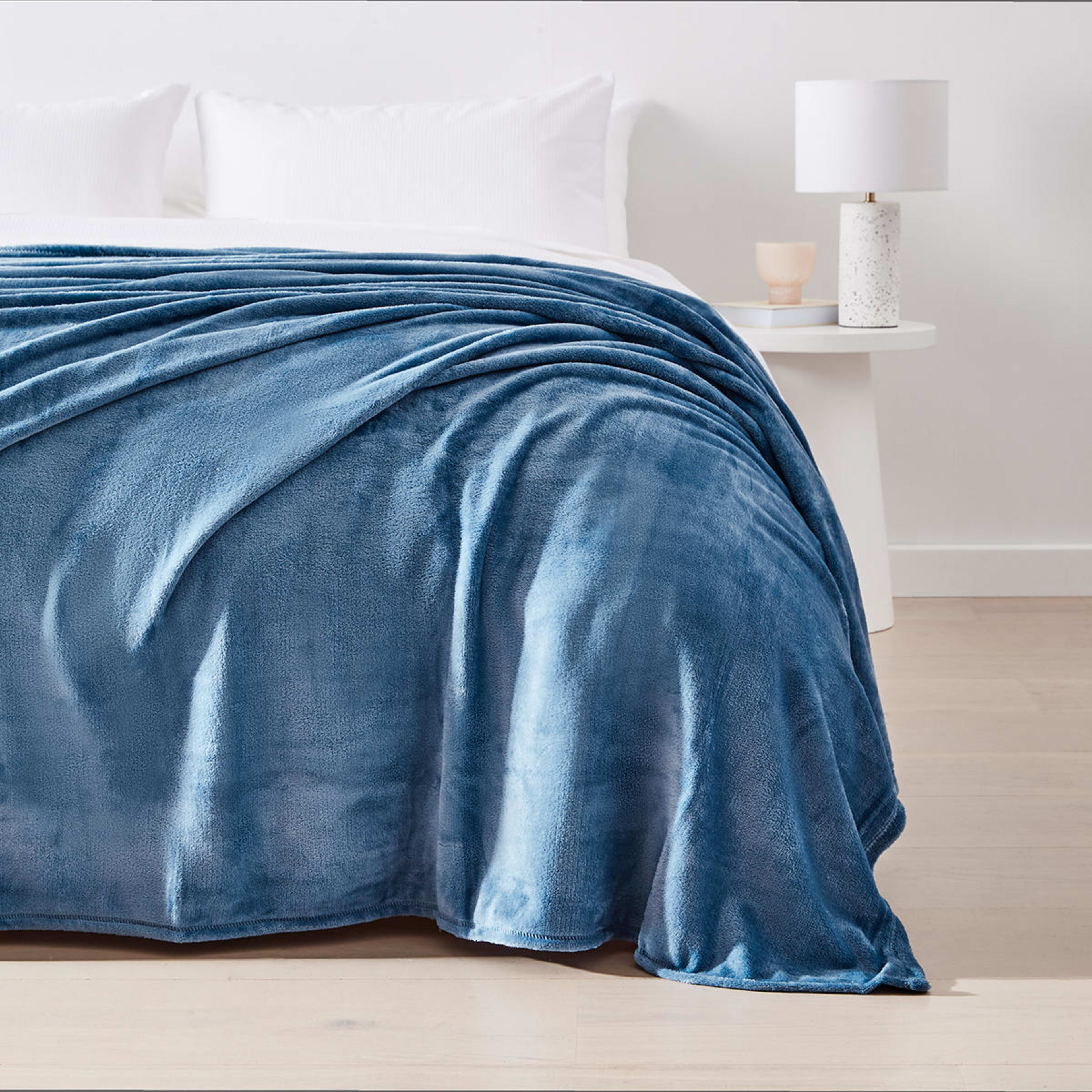 Soft Touch Blanket Double/Queen, Blue Kmart