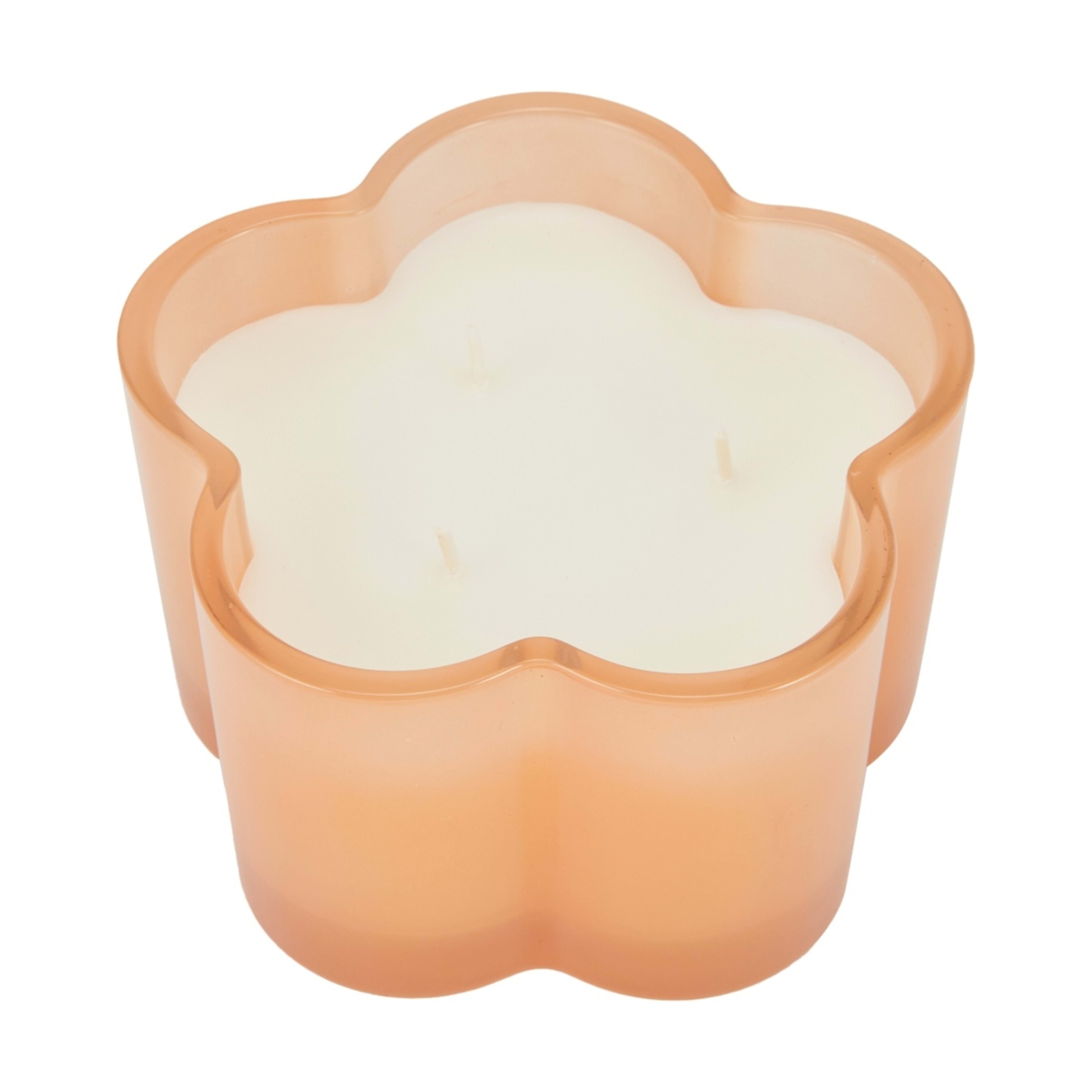 1 Peach Flower Glass Candle