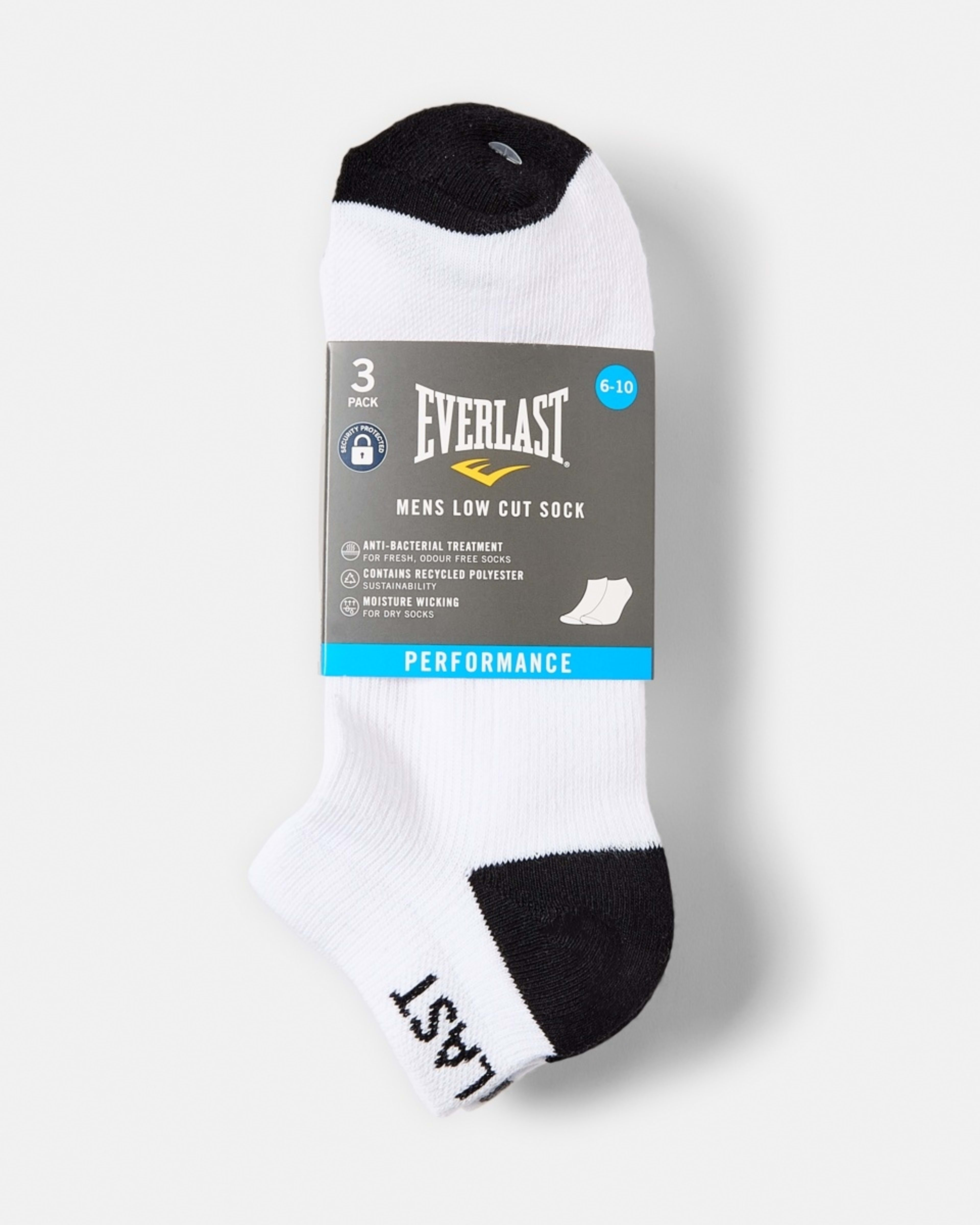 3 3 Pack Everlast Mens Performance Low Cut Socks Wht Colour, 3 of 3