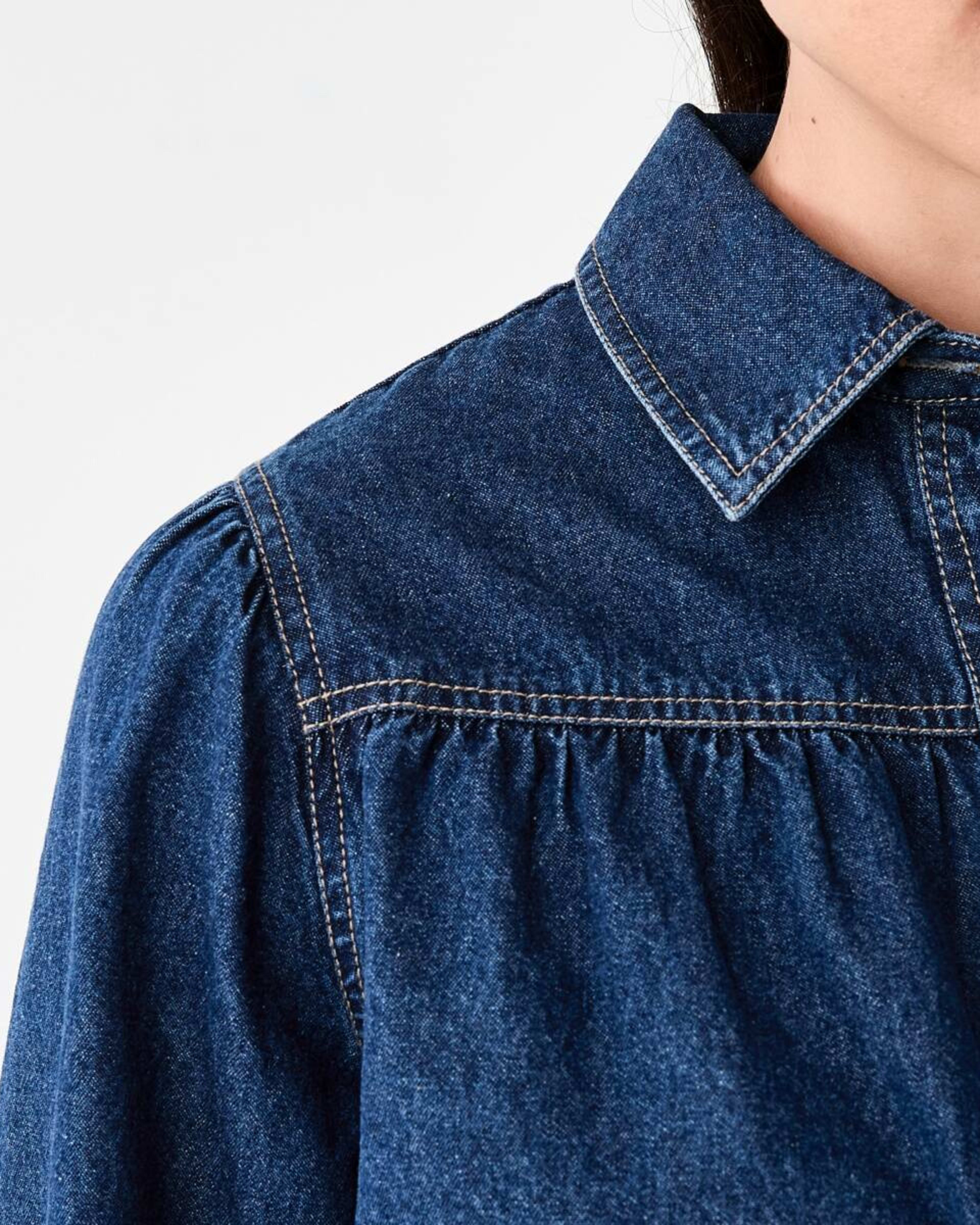 6 Long Balloon Sleeve Top Dark Wash, 6 of 7