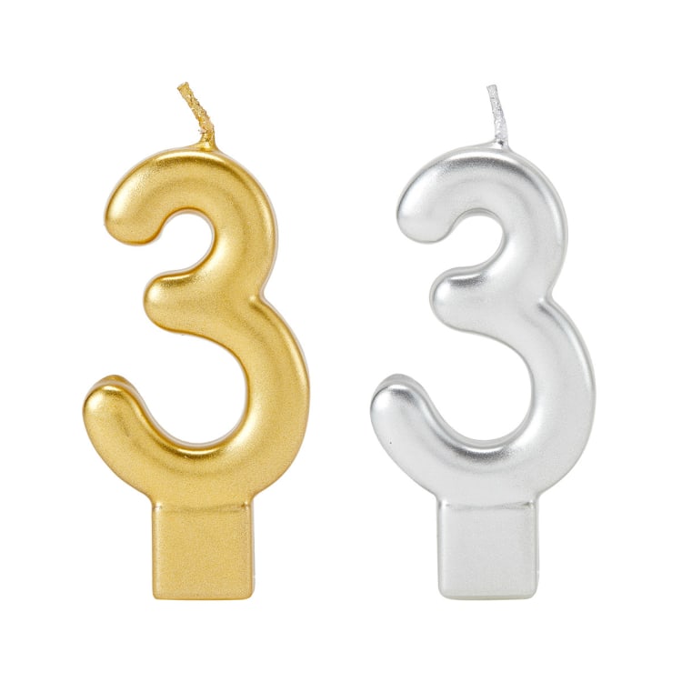 Metallic Candle Number 3 Assorted Kmart