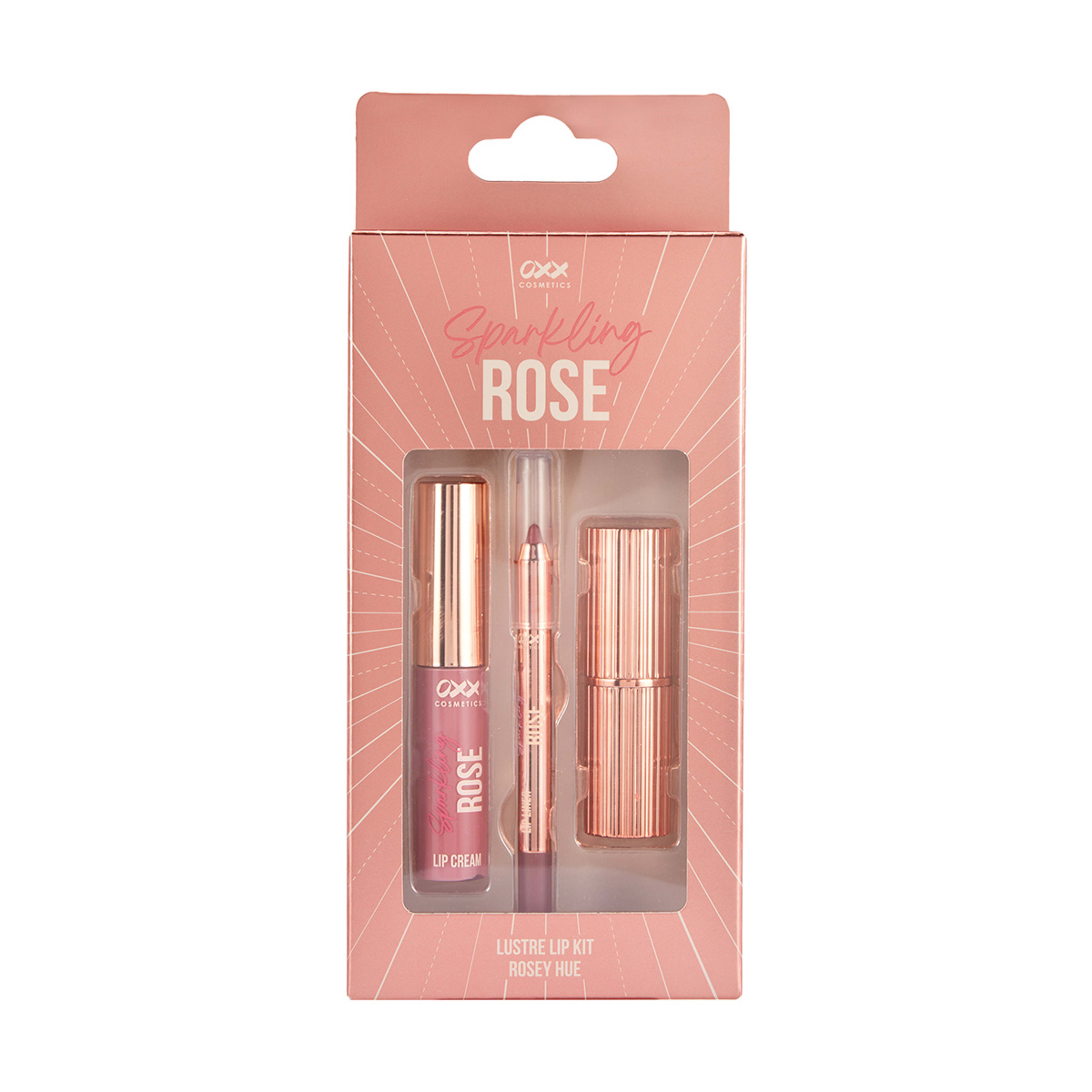 1 OXX Cosmetics Sparkling Rose Lustre Lip Kit - Rosey Hue, 1 of 10