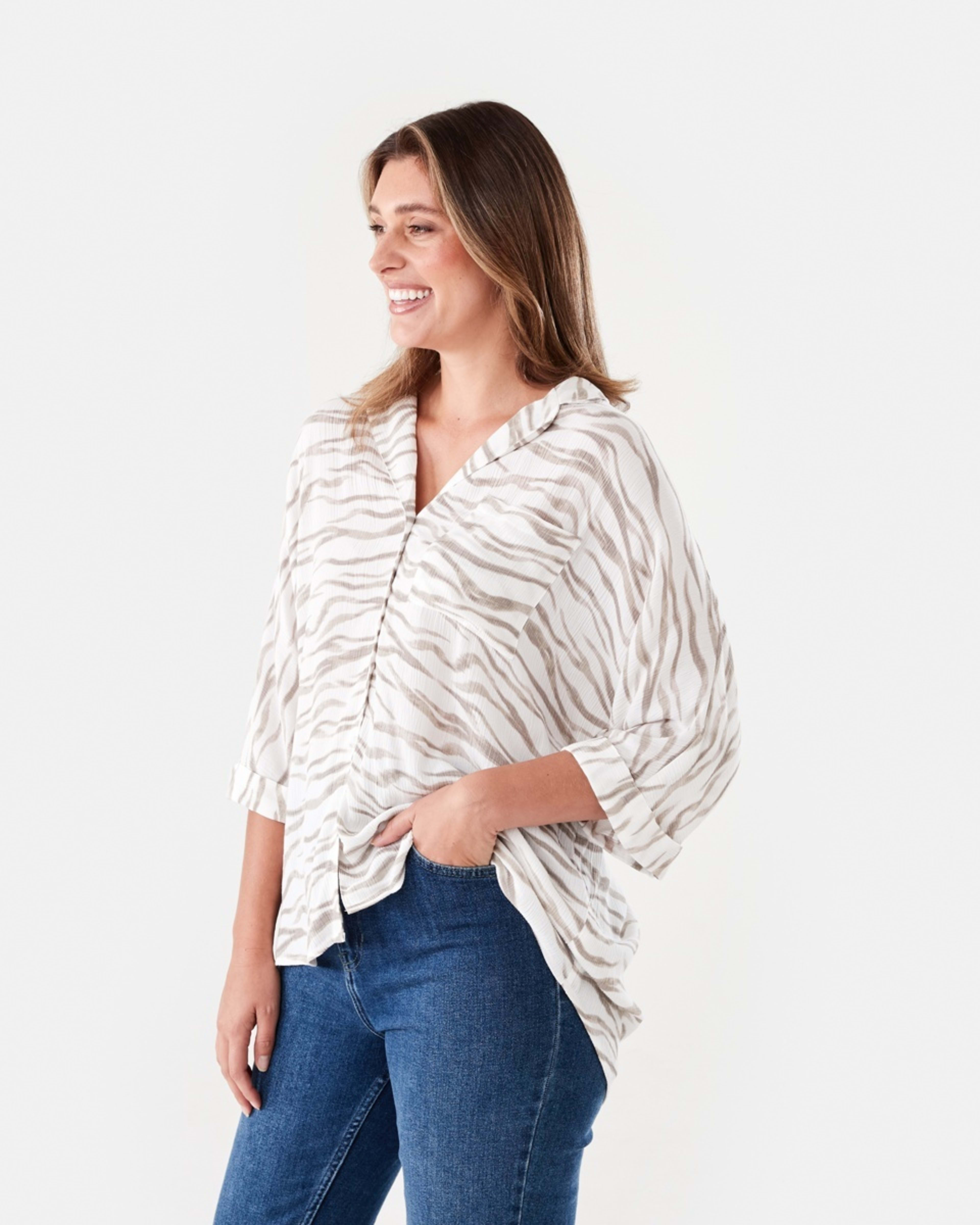 2 Short Dolman Sleeve Shirt SOFT ZEBRA CLOUD DANCER, 2 of 6