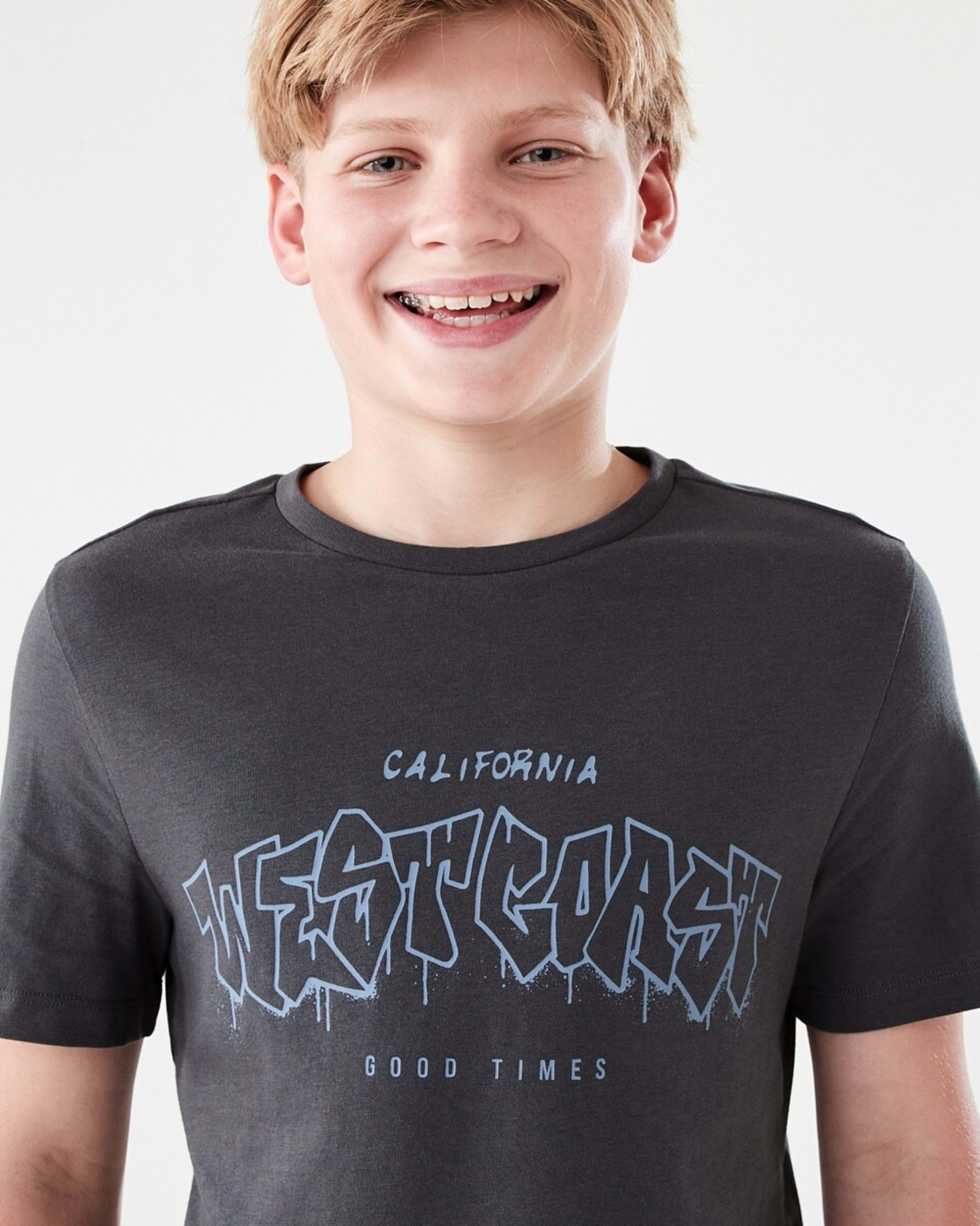 3 Short Sleeve Print T-shirt WEST COAST GRAFFITI GREY, 3 of 6