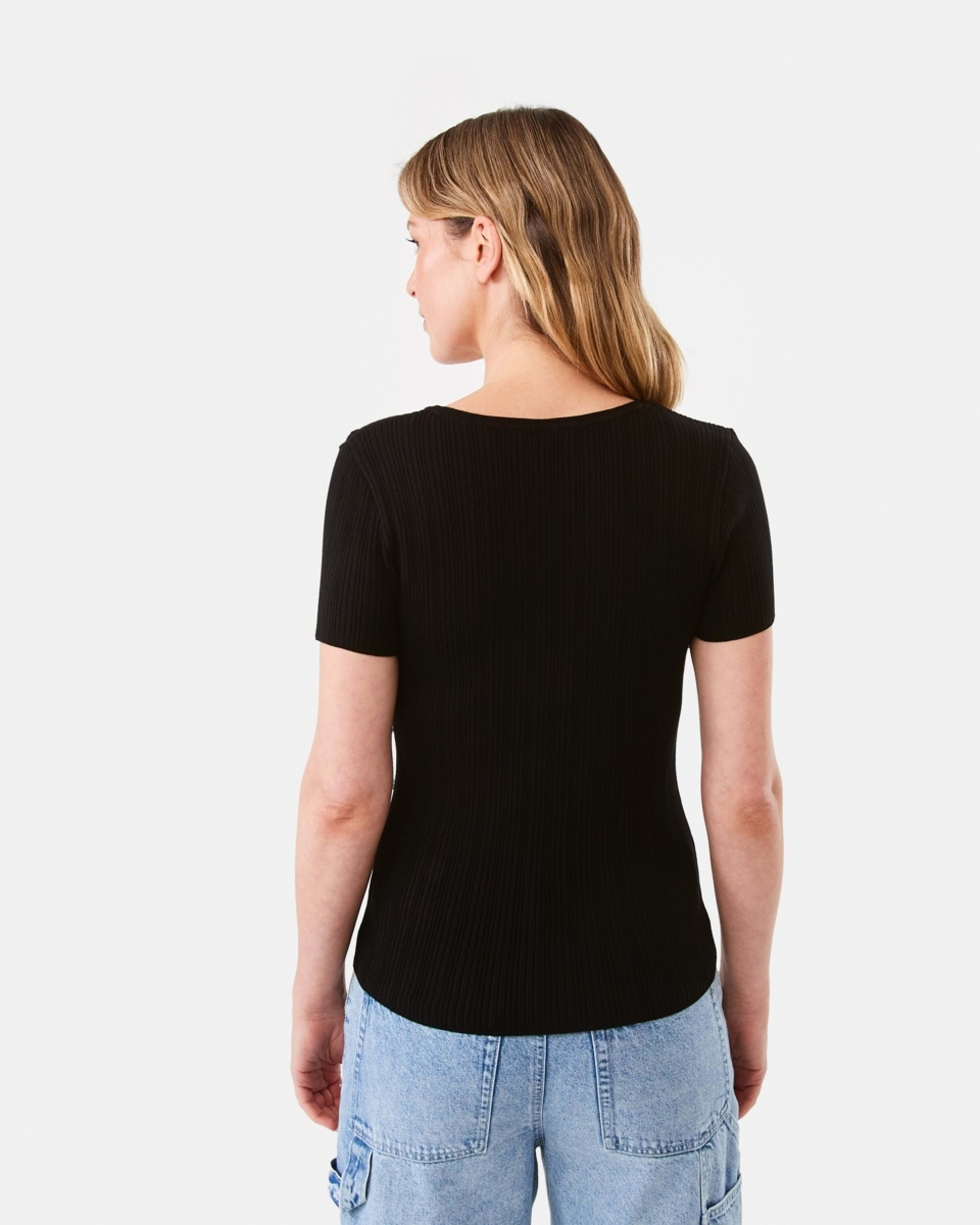 4 Short Sleeve True Knit Rib T-shirt Black, 4 of 7