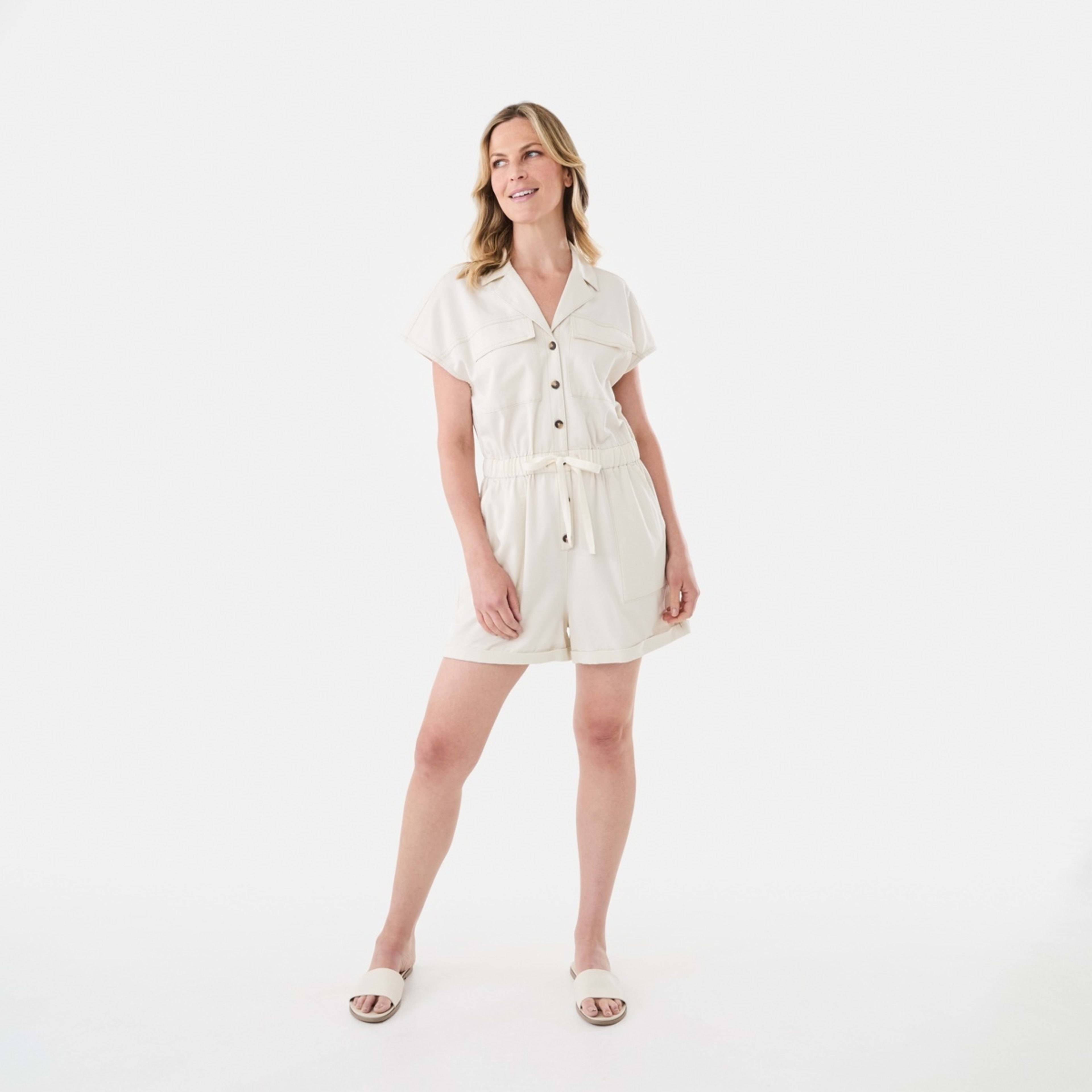 8 Short Sleeve Utility Playsuit Bge Cream, 8 of 8