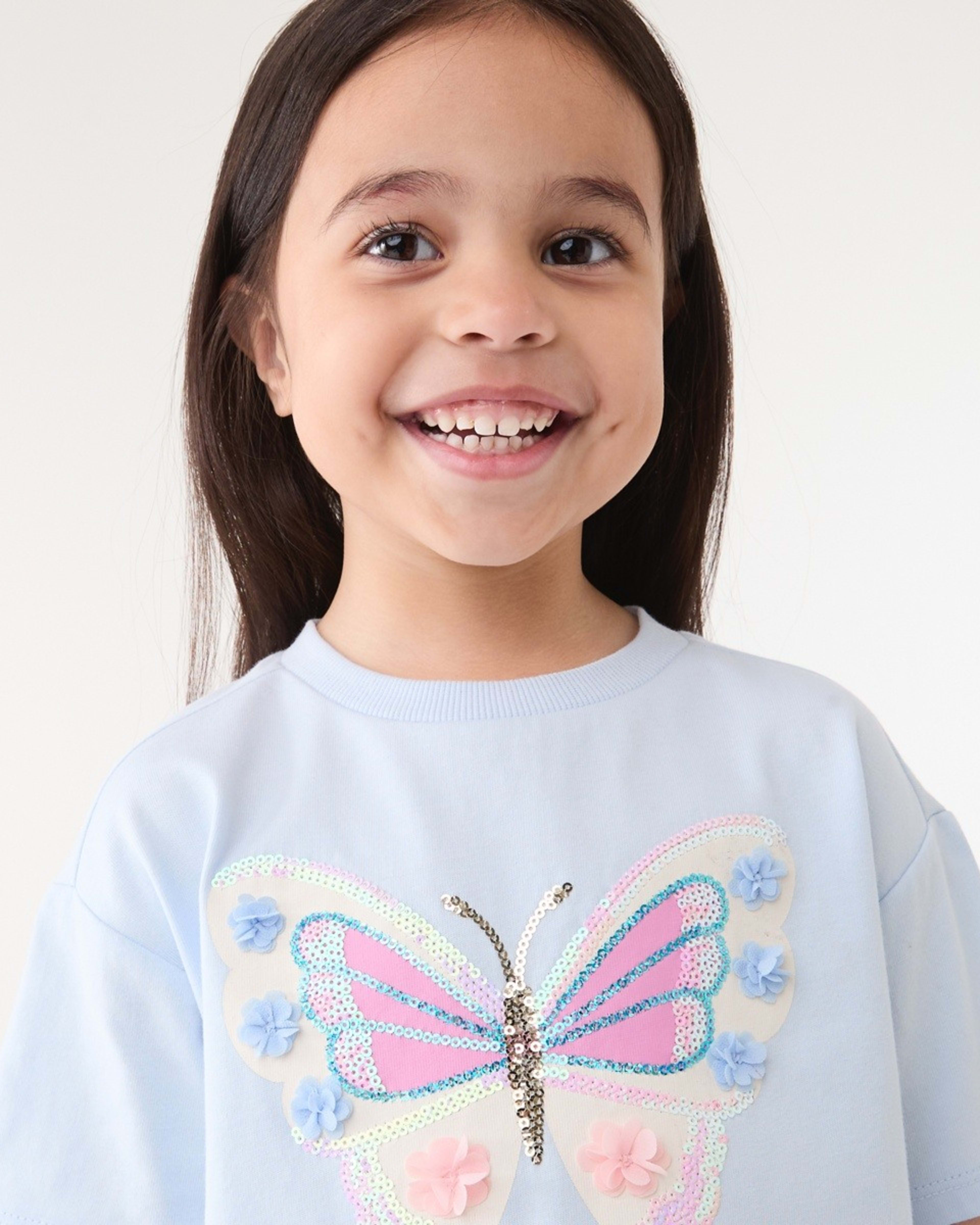 3 Short Sleeve Sequin T-shirt DAZZLING BUTTERFLY ICE MIST, 3 of 6