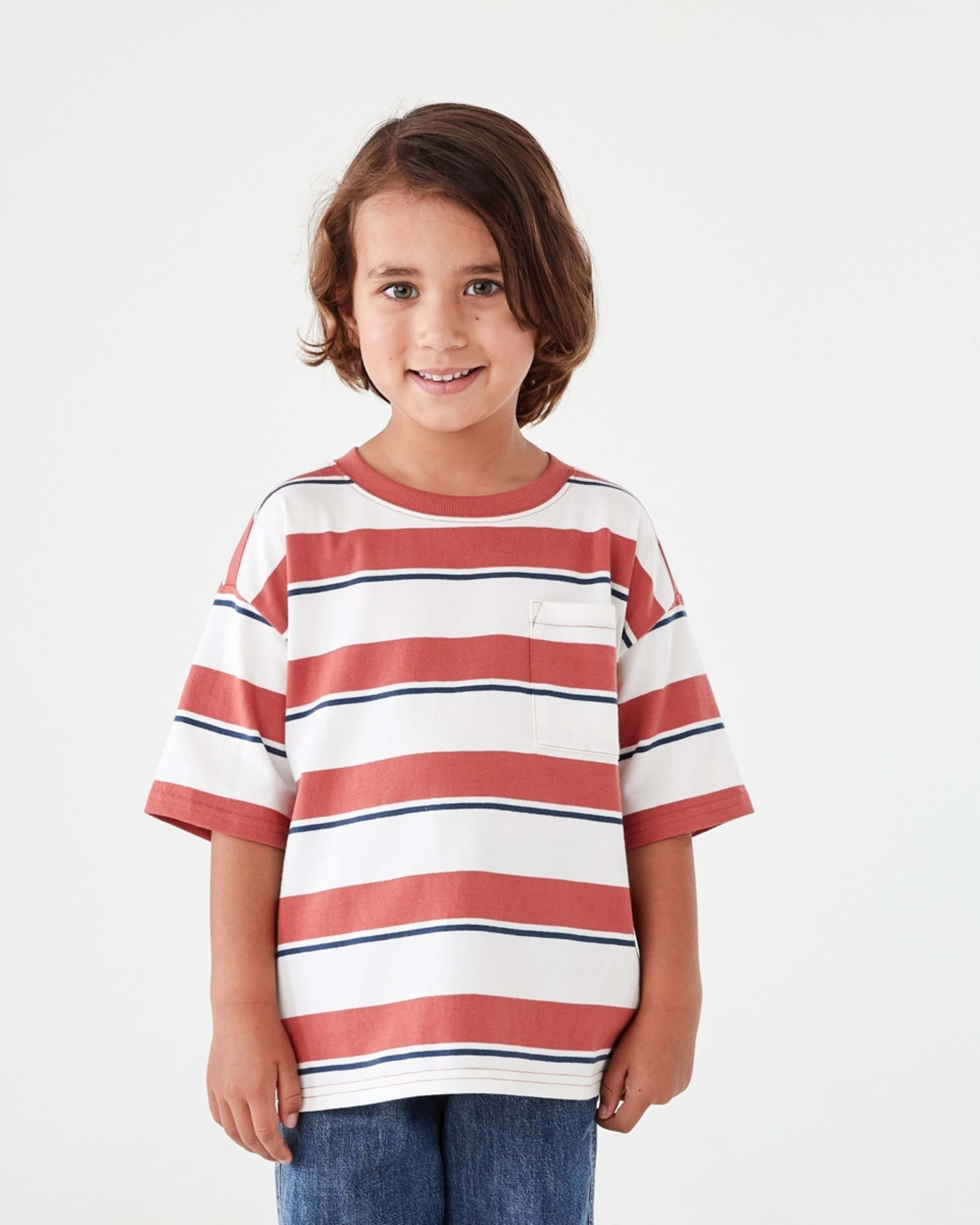 1 Oversized Stripe T-shirt North Stripe Washed Red, 1 of 9