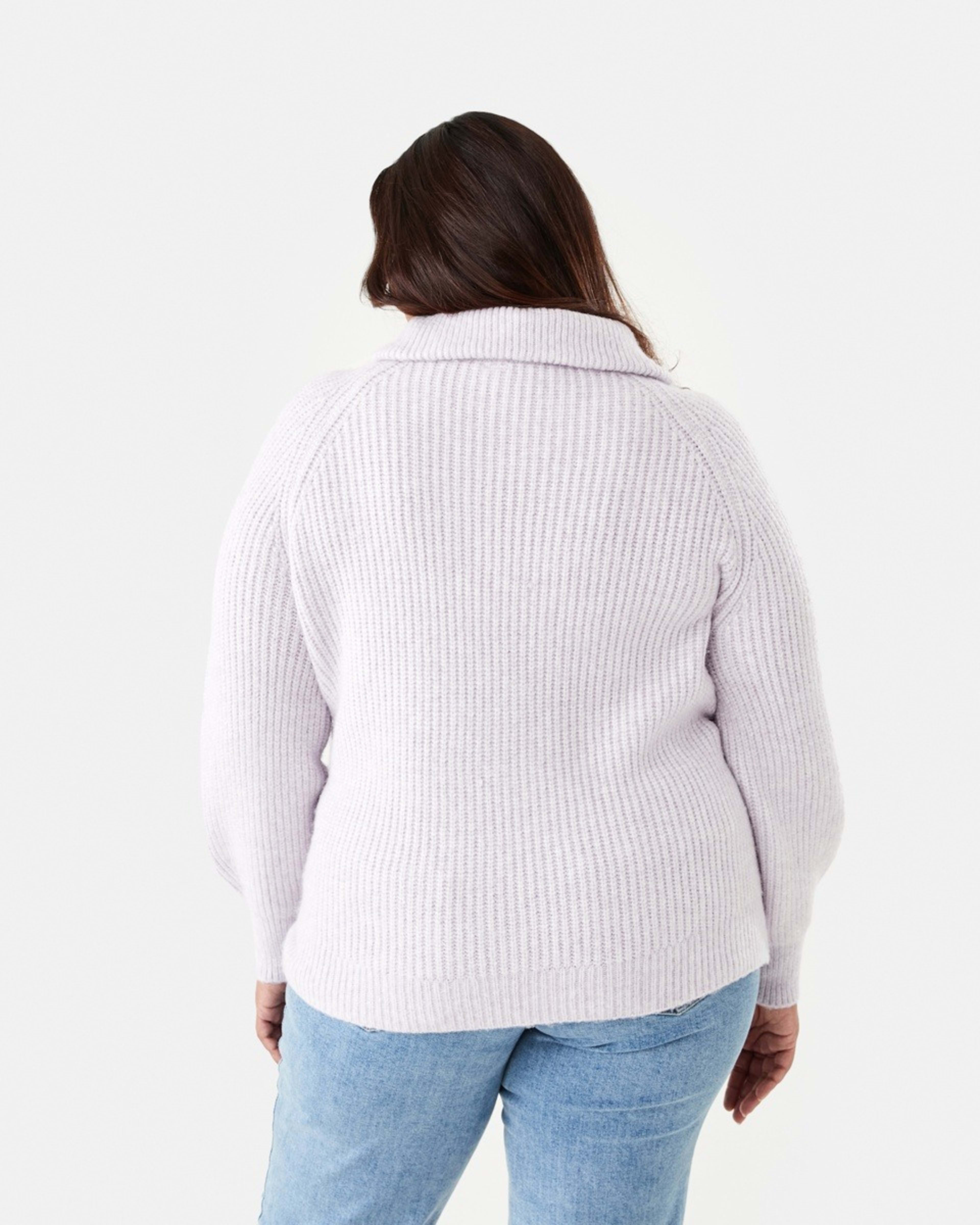 3 Curve Quarter Zip Cable Knit Jumper Purple Haze Marl, 3 of 5