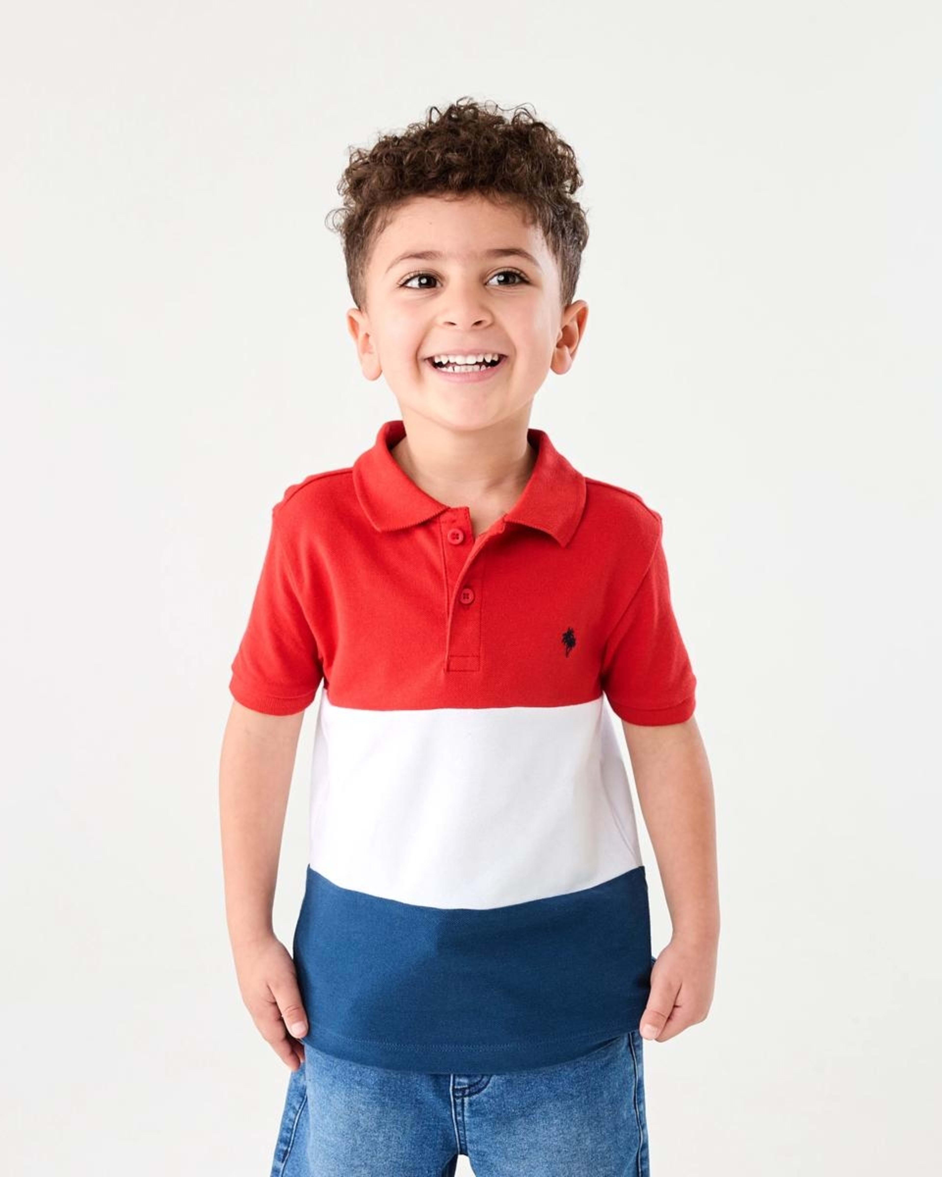 1 Colour Block Polo Shirt RUBICONDO RED