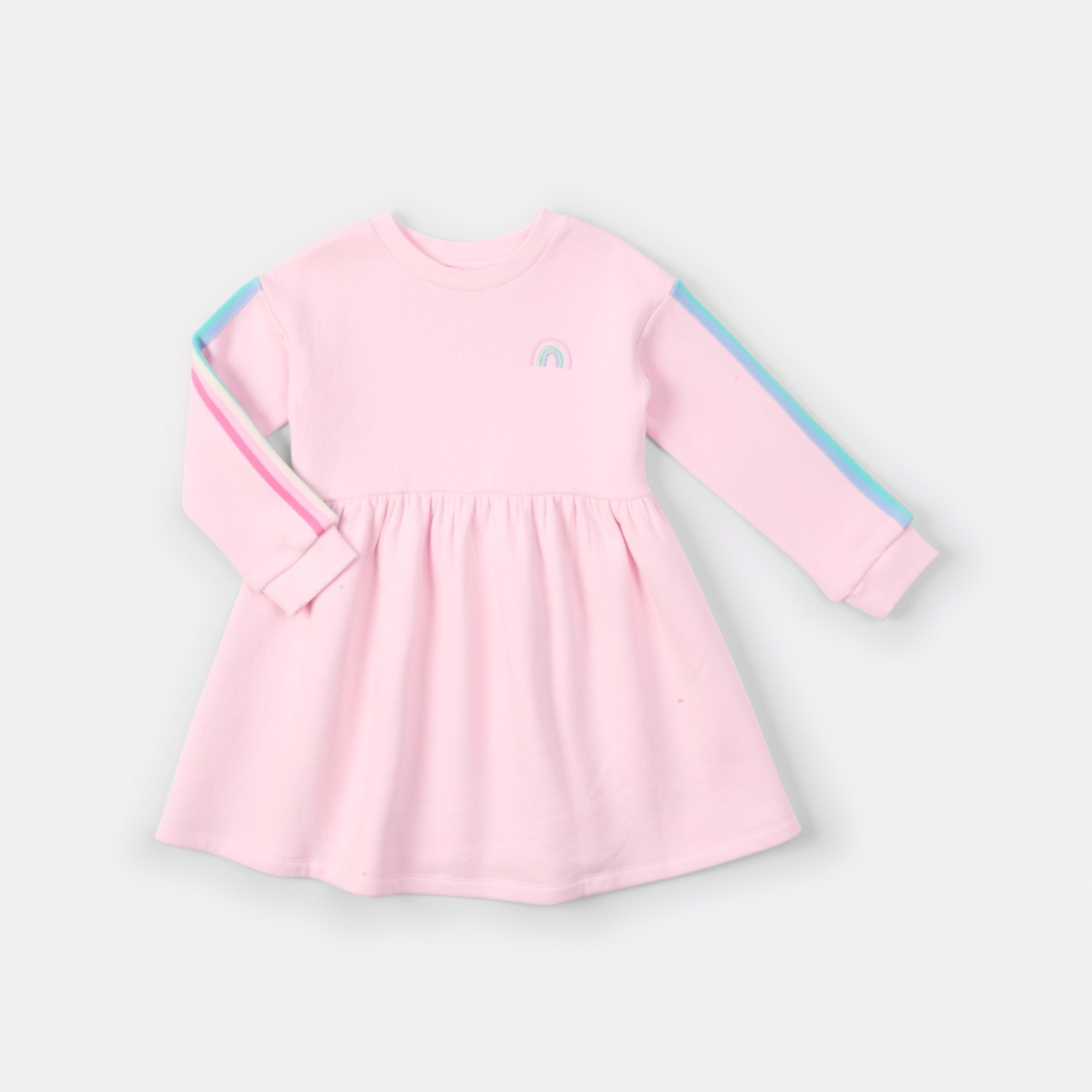 9 Taped Fleece Dress Pastel Rainbow Pearl Pink, 9 of 10